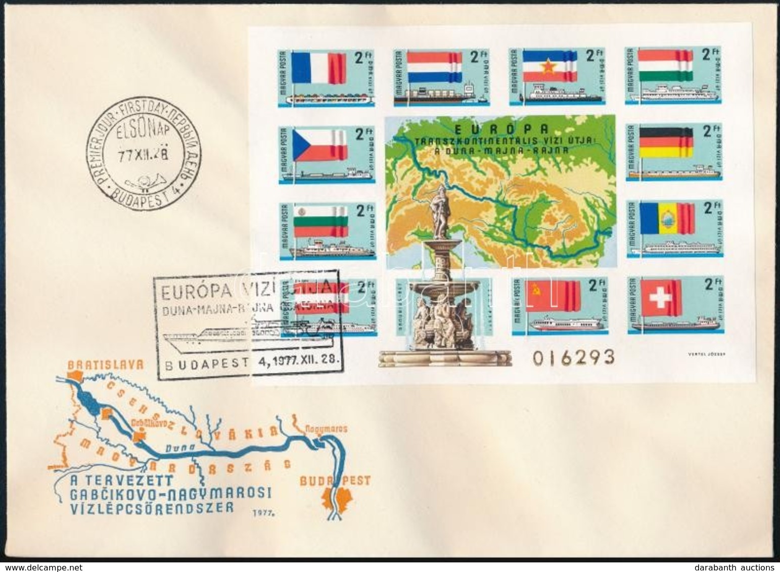 1977 Európa Vízi útja Vágott Blokk FDC-n (25.000) / Mi 128 Imperforate Block On FDC - Autres & Non Classés