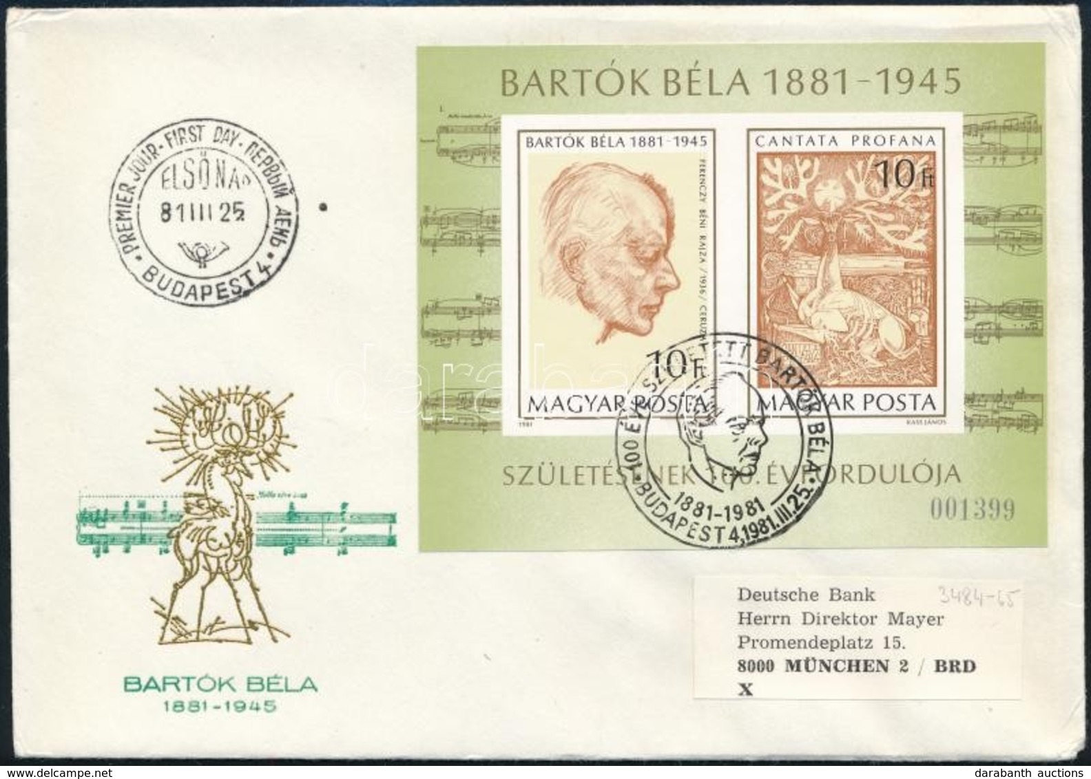 1981 Bartók Béla Vágott Blokk FDC-n / Mi Block 148 Imperforate On FDC - Autres & Non Classés