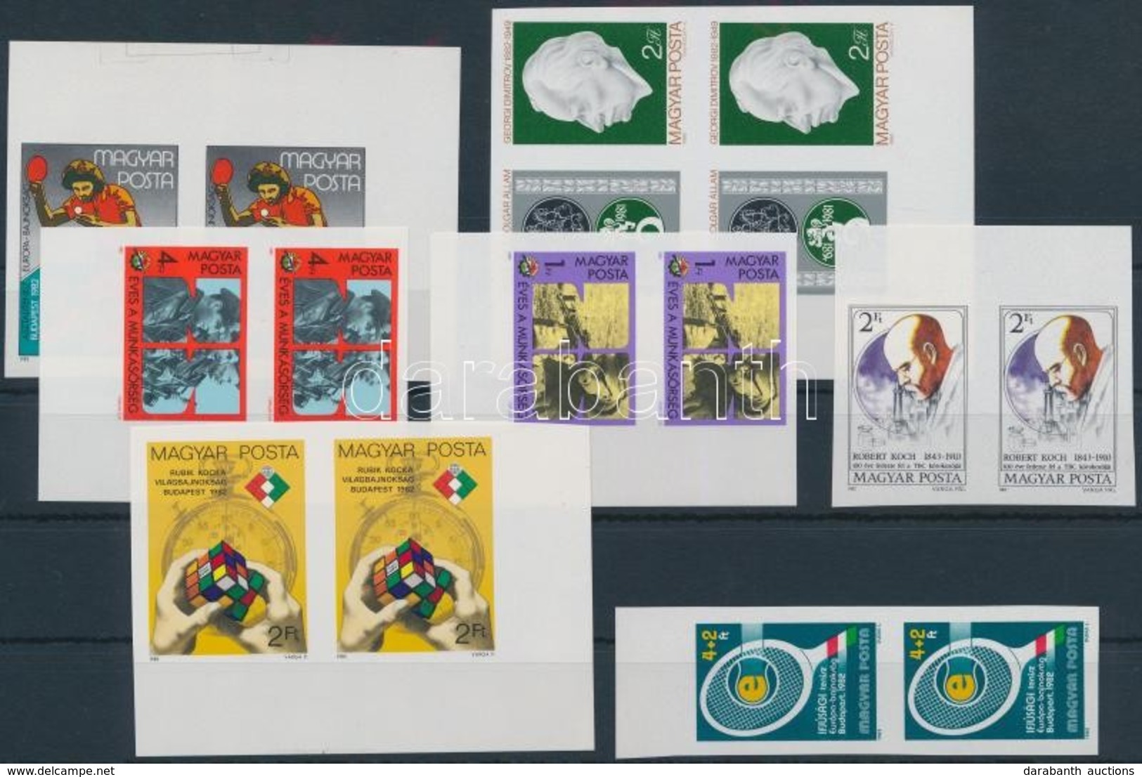 ** 1982 7 Klf ívszéli, ívsarki Vágott Pár (22.400) / 7 Different Imperforate Pairs - Andere & Zonder Classificatie