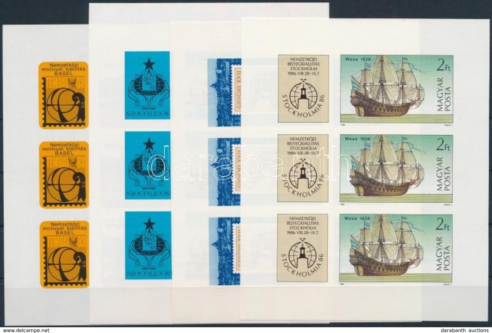 ** 1983-1986 4 Klf Vágott Kisív (16.000) / 4 Different Imperforate Mini Sheets - Autres & Non Classés