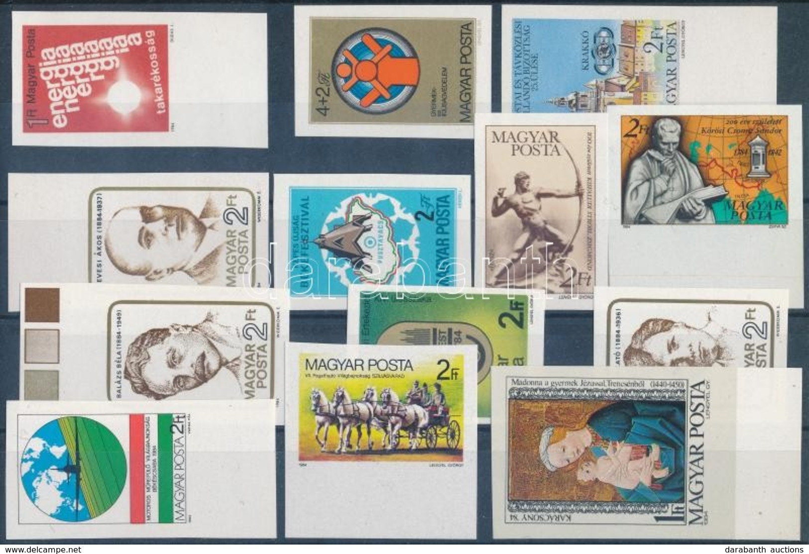 ** 1984 13 Klf Vágott Bélyeg, A Legtöbb ívszéli (17.600) / 13 Different Imeprforate Stamps - Sonstige & Ohne Zuordnung