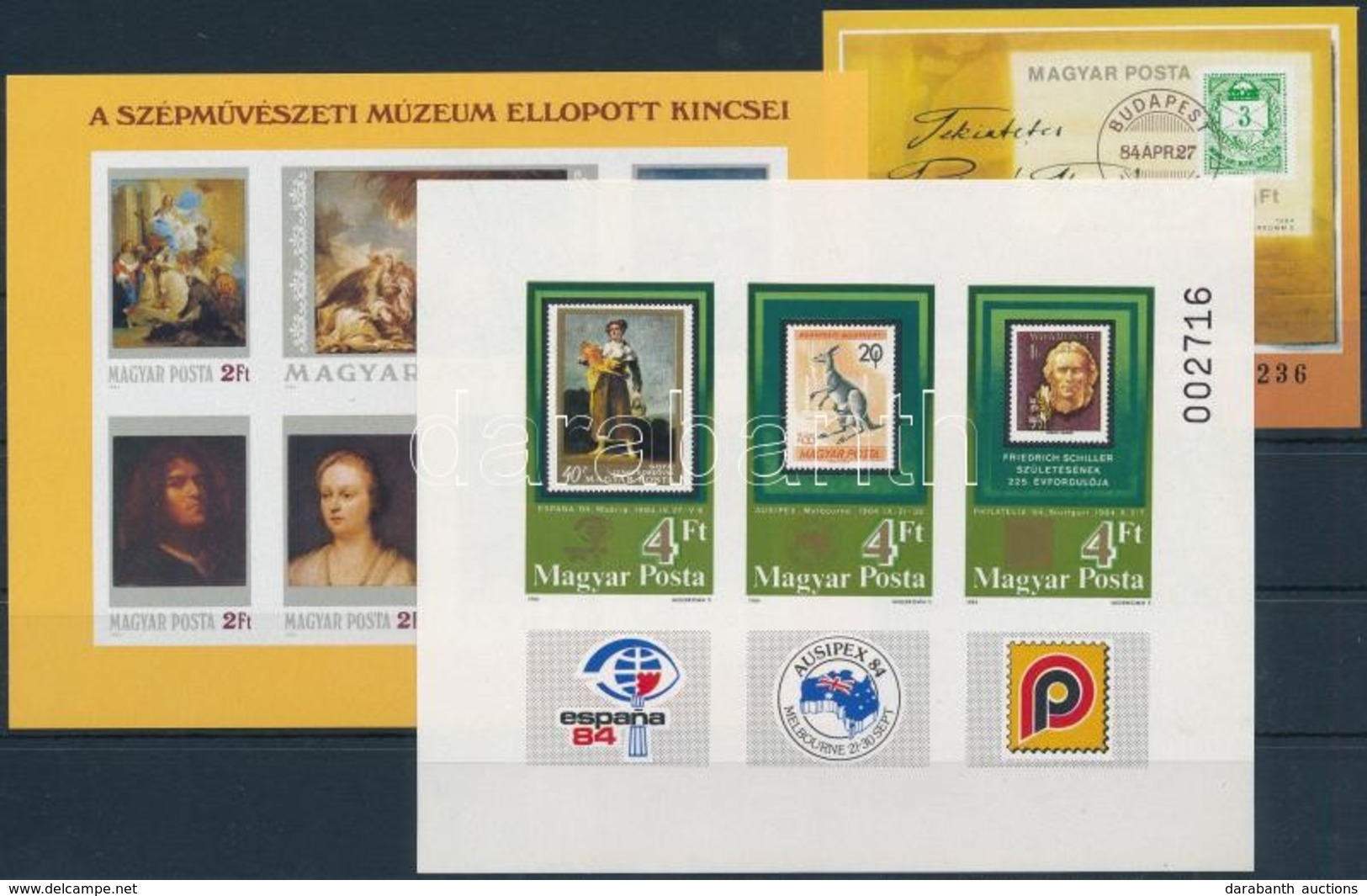 ** 1984 3 Klf Vágott Blokk (14.000) / 3 Different Imperforate Blocks - Other & Unclassified