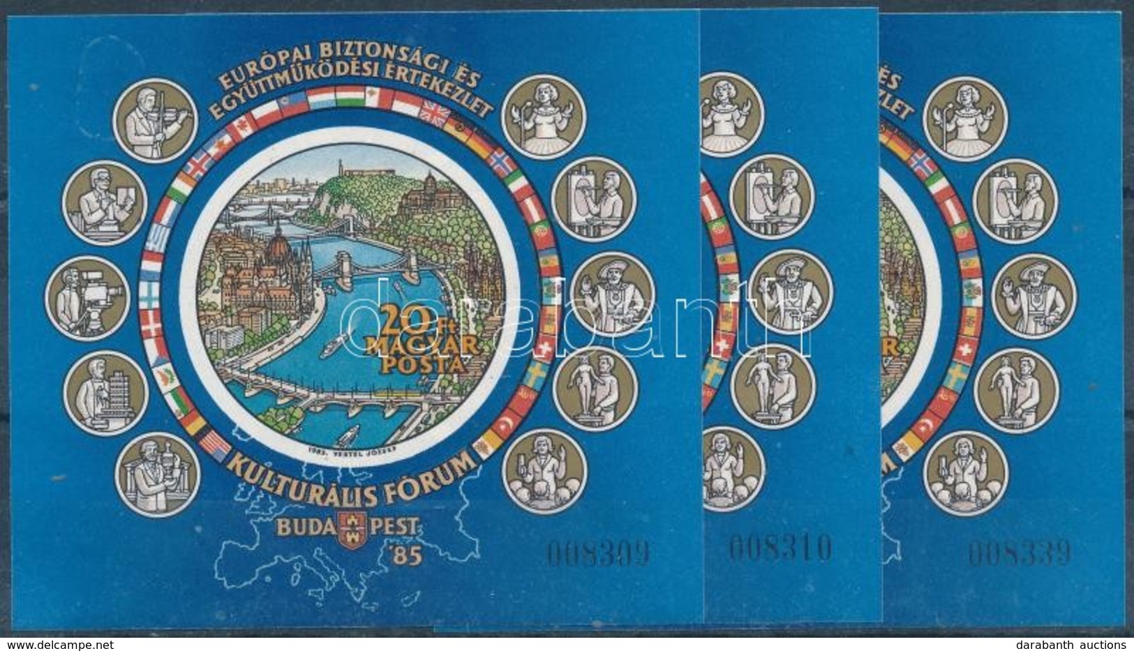 ** 1985 3 Db Európai Biztonsági és Együttműködési értekezlet Vágott Blokk (18.000) / 3 X Mi 180 Imperforate Blocks - Sonstige & Ohne Zuordnung