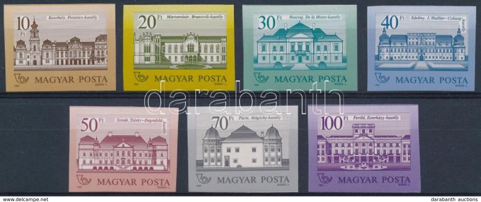 ** 1987 Kastélyok II. Vágott Sor (30.000) / Mi 3901-3904, 3914-3916 Imperforate Set - Autres & Non Classés