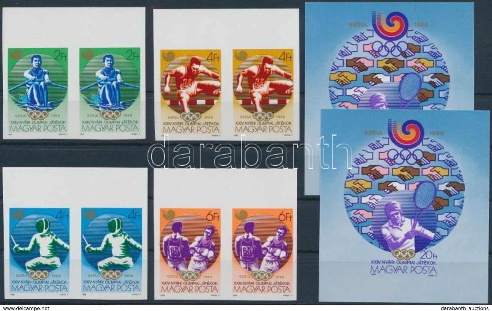 ** 1988 Olimpia Vágott Sor ívszéli Párokban + 2 Db Vágott Blokk (16.000) / Mi 3959-3962 Imperforate Margin Pairs + 2 X M - Autres & Non Classés