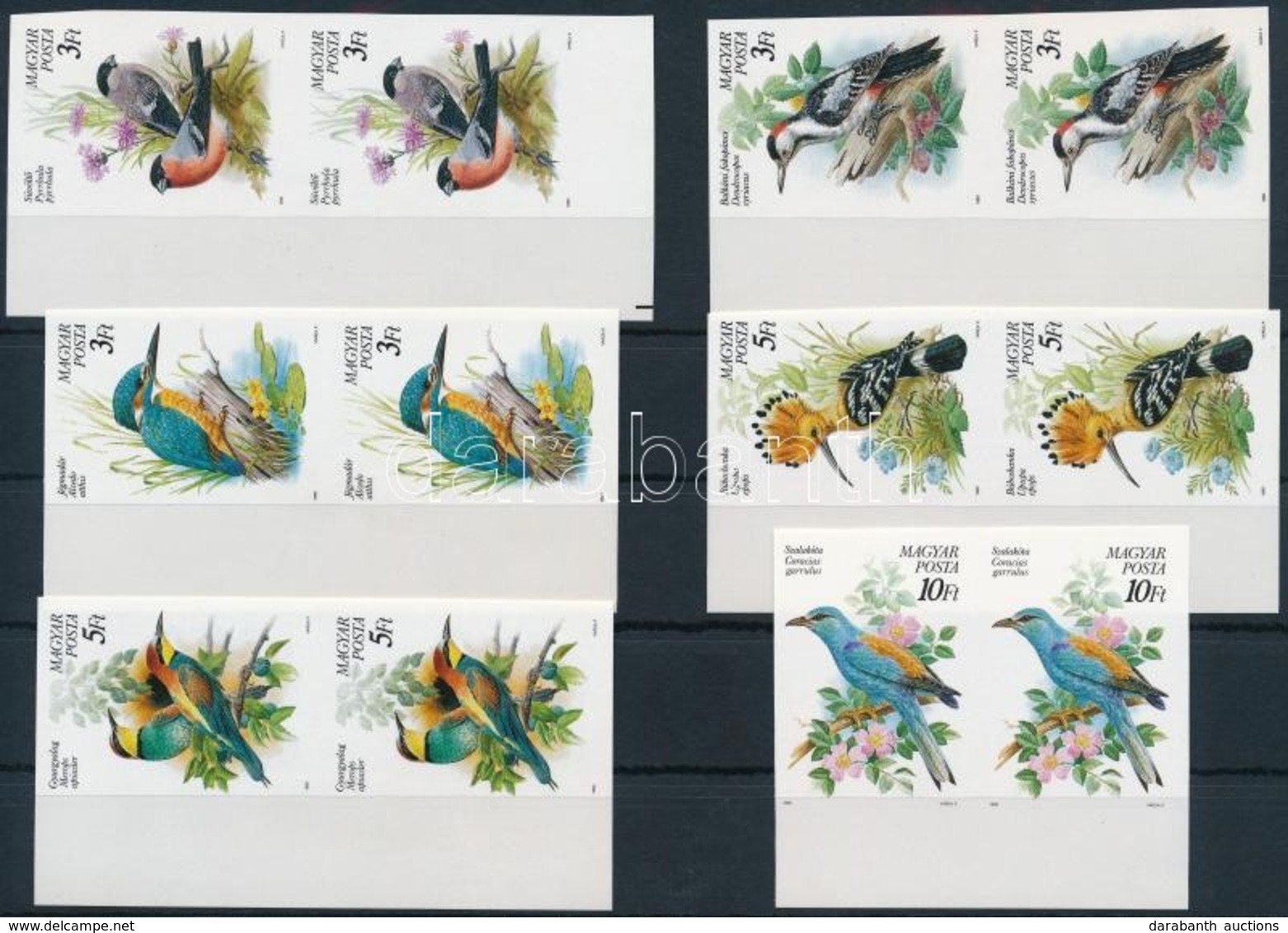 ** 1990 Madarak Vágott Sor ívszéli Párokban (13.000) / Mi 4069-4074 Imperforate Margin Pairs - Autres & Non Classés