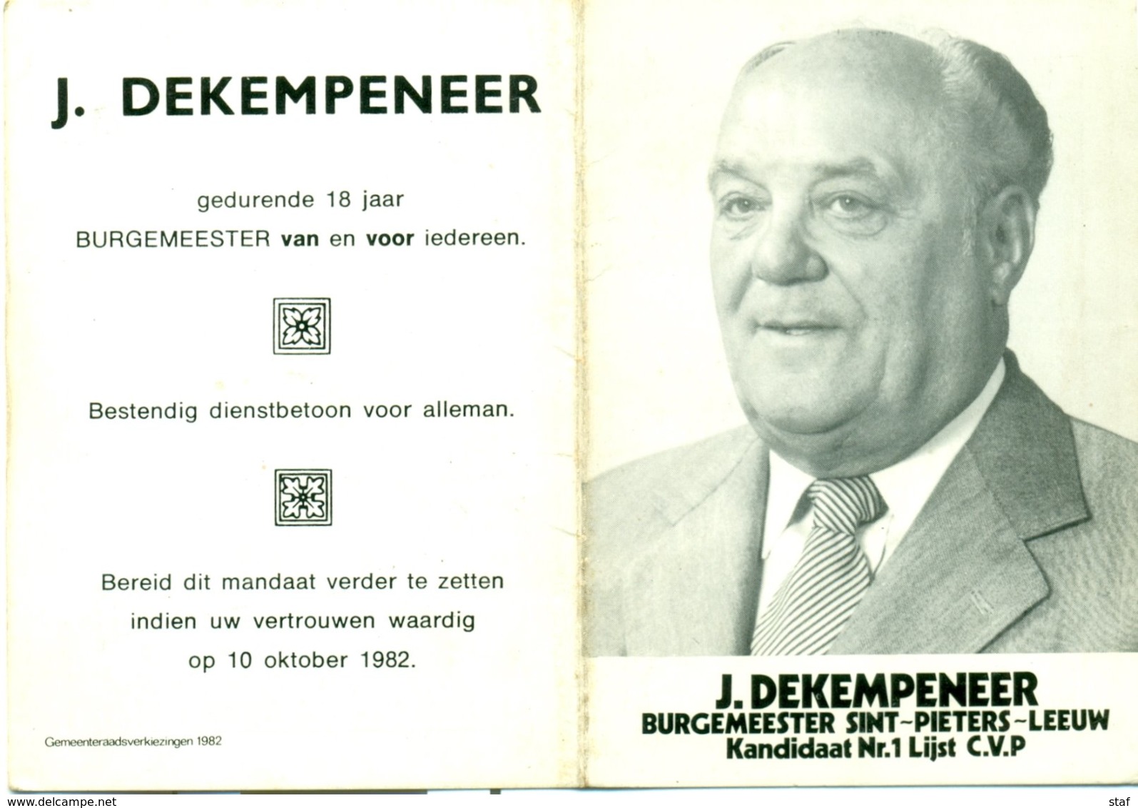 Kalender 1983 - J. De Kempeneer, Burgemeester Sint-Pieters-Leeuw - Small : 1981-90