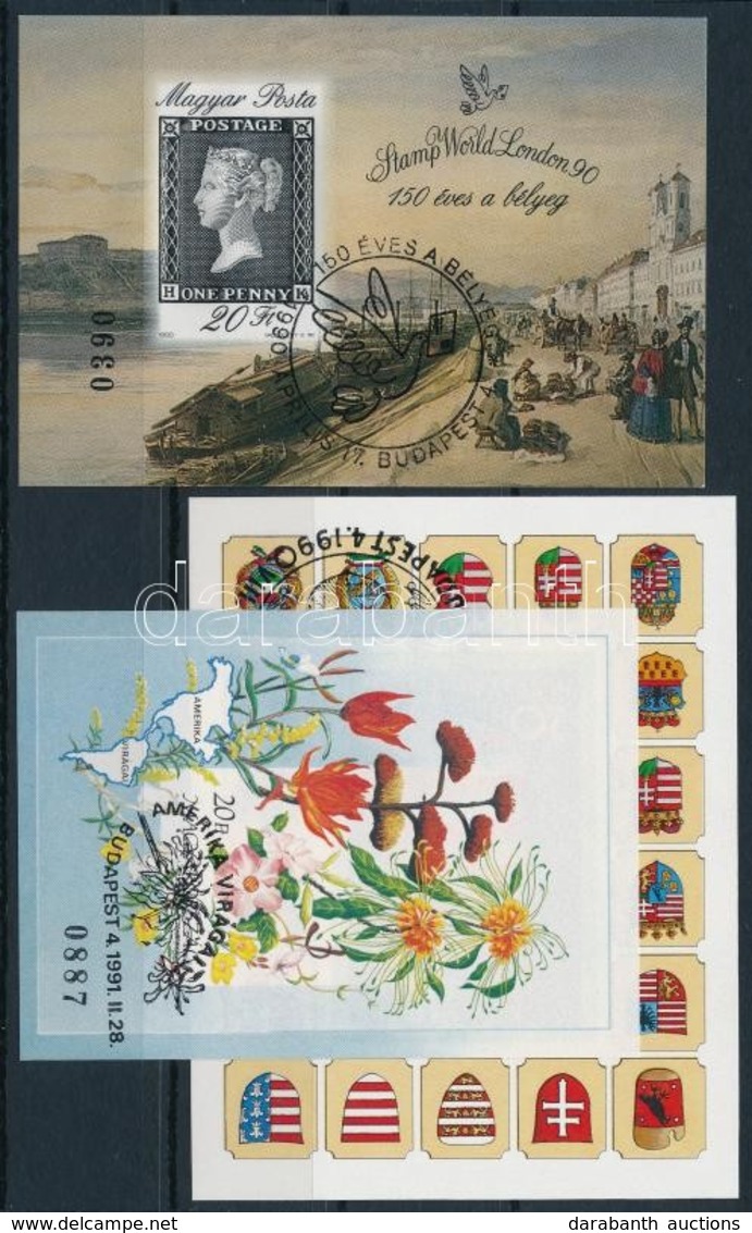 O 1990-1991 3 Klf Vágott Blokk (25.000) / 3 Different Imperforate Blocks - Autres & Non Classés