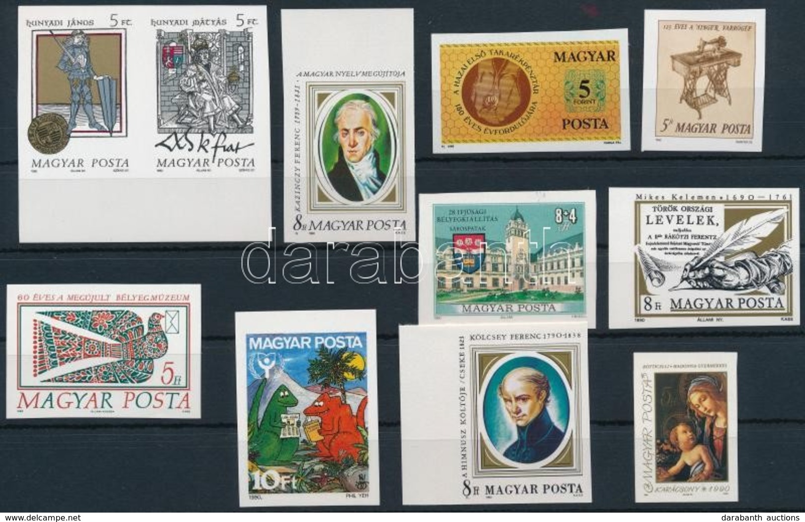 ** 1990 10 Klf Vágott Bélyeg, Közte ívszéli (19.600) / 10 Different Imperforate Stamps - Autres & Non Classés