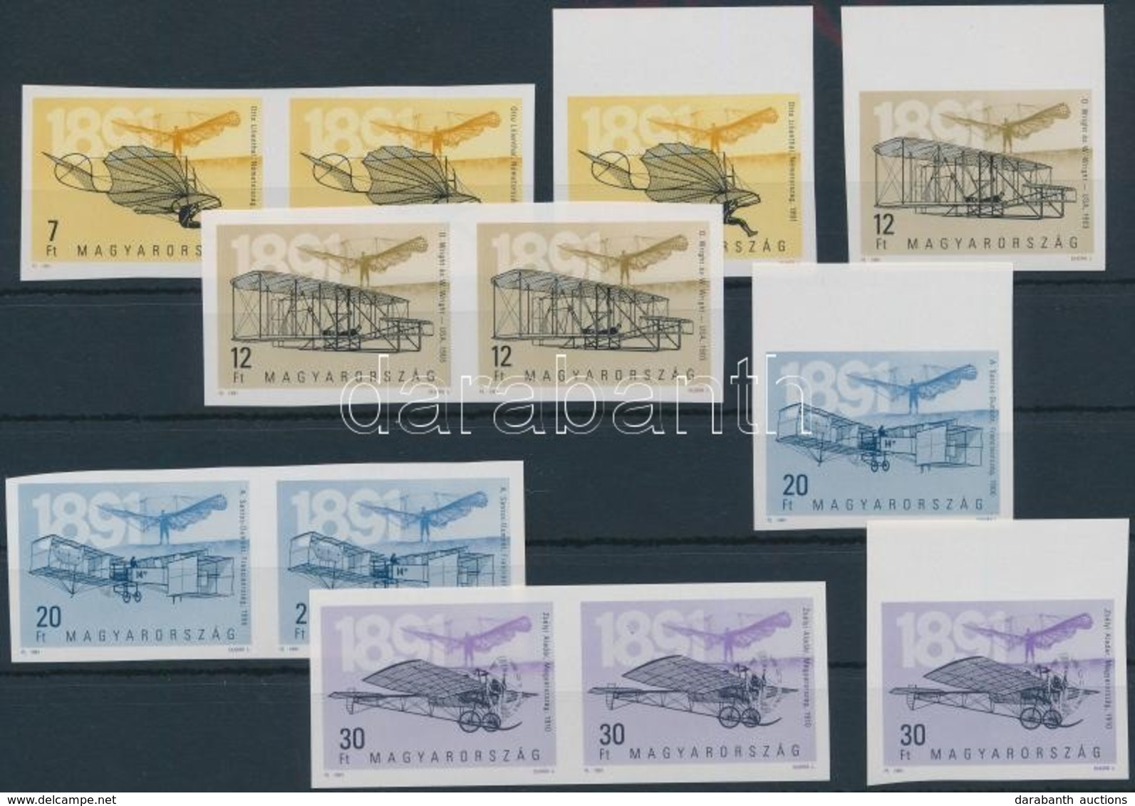 ** 1991 Száz éve Repül Az Ember 3 Db Vágott Sor (15.000) / 3 X Mi 4151-4154 Imperforate Set - Andere & Zonder Classificatie