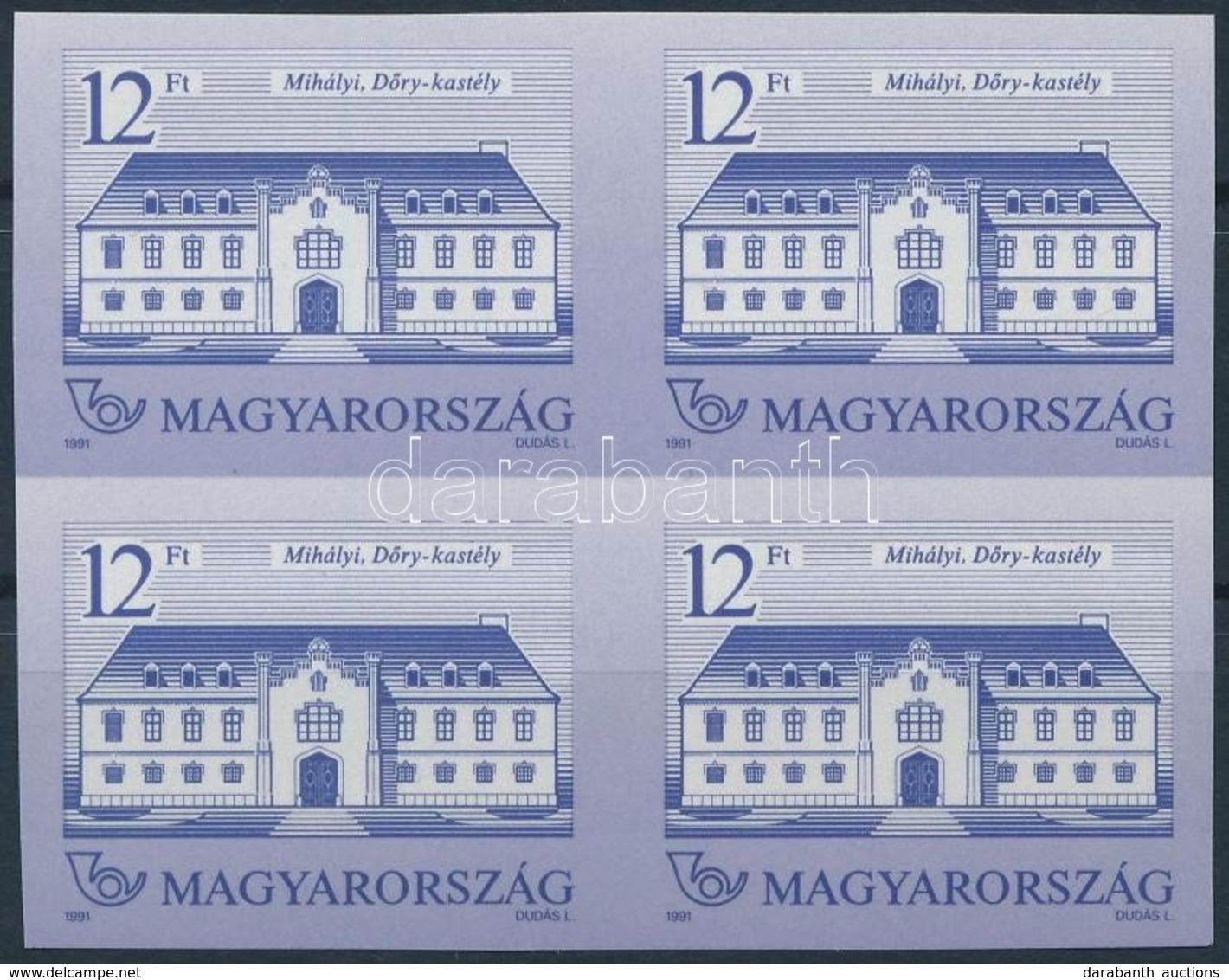 ** 1991 Kastélyok V. Vágott Négyestömb (20.000) / Mi 4157 Imperforate Block Of 4 - Autres & Non Classés