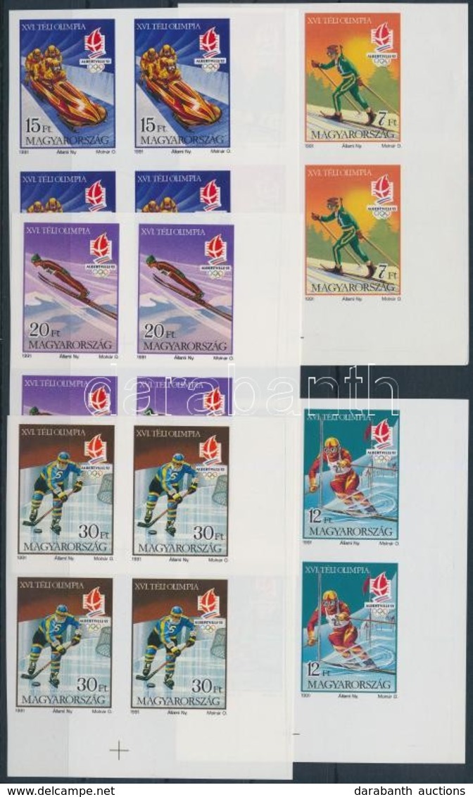 ** 1991 Téli Olimpia Vágott Sor ívsarki 4-es Tömbökben (20.000) / Mi 4175-4179 Imperforate Corner Blocks Of 4 - Autres & Non Classés