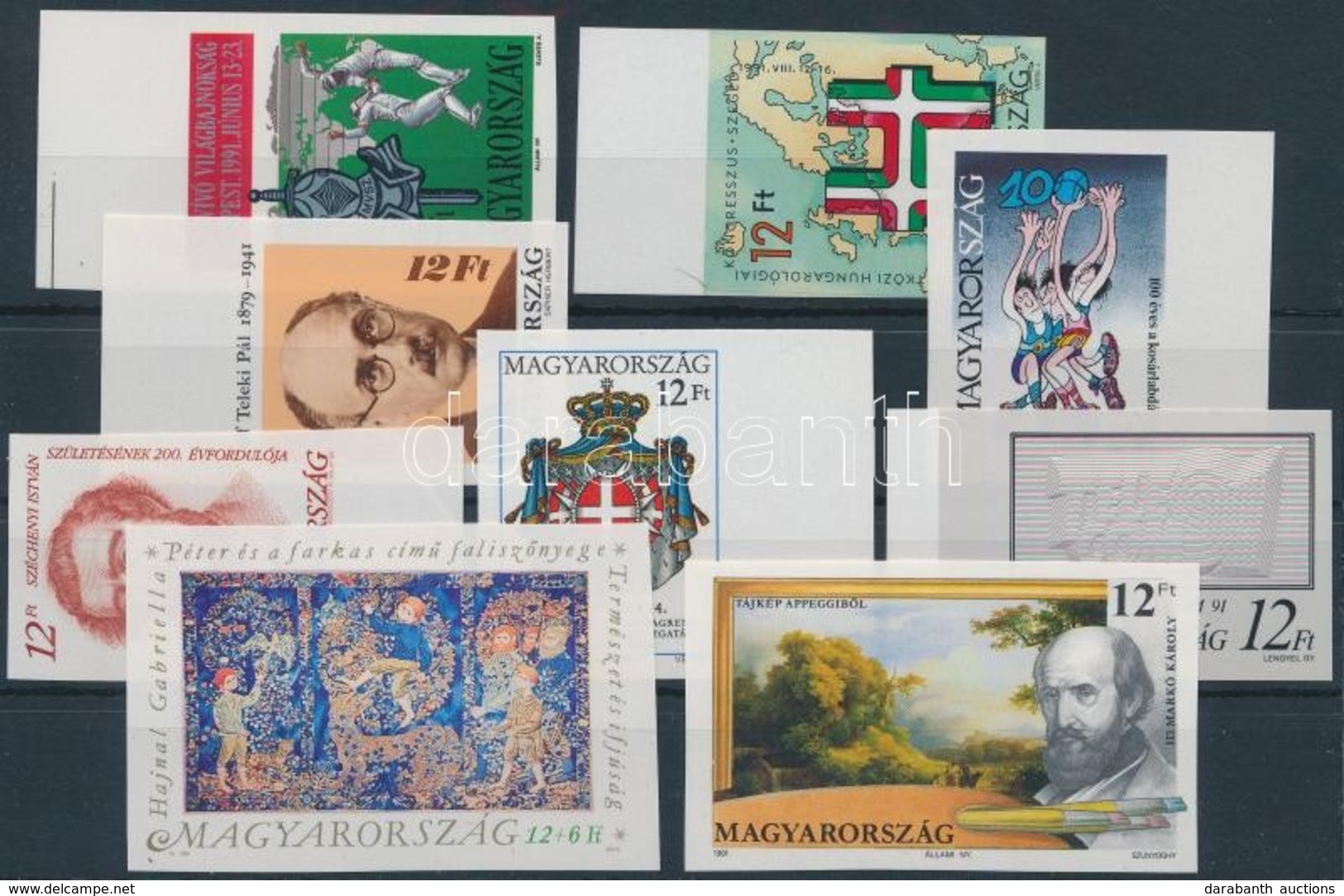 ** 1991 9 Klf Vágott Bélyeg, A Legtöbb ívszéli (19.800) / 9 Different Imperforate Stamps - Autres & Non Classés