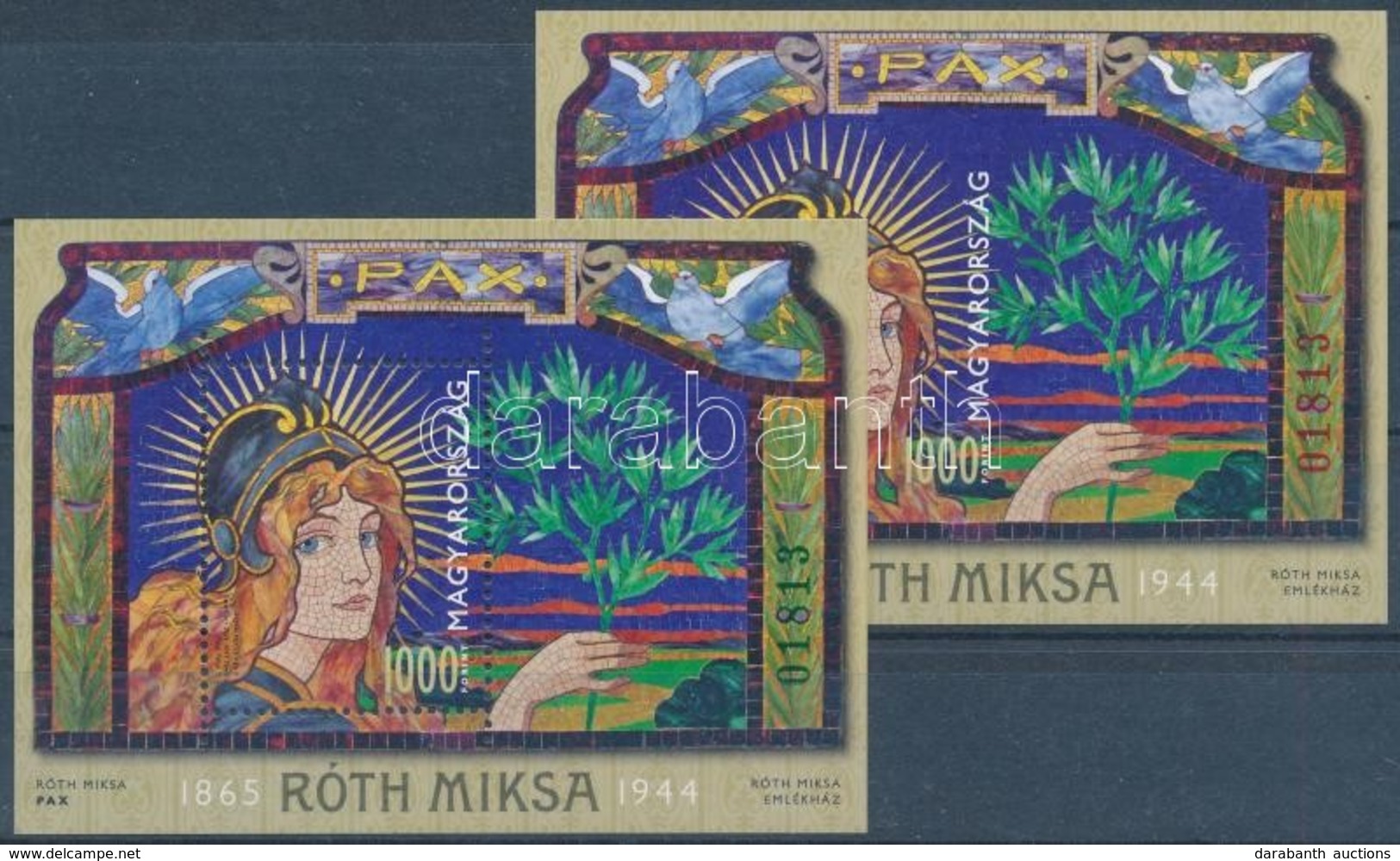 ** 2015 Róth Miksa Túlfogazott és Vágott Blokk Azonos Sorszámmal (23.000) / Mi 380 Special Block Pair With Same Number - Autres & Non Classés