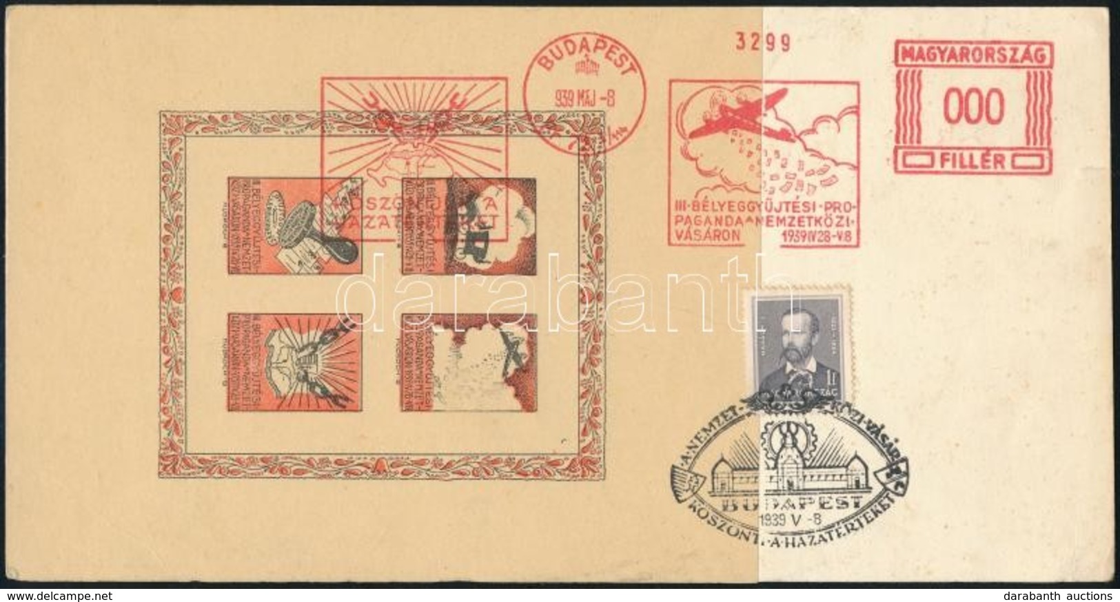 1939/1bb III. Bélyeggyűjtési Propaganda Emlékív Alkalmi Bélyegzéssel Levelezőlapon / Souvenir Sheet With Special Cancell - Sonstige & Ohne Zuordnung