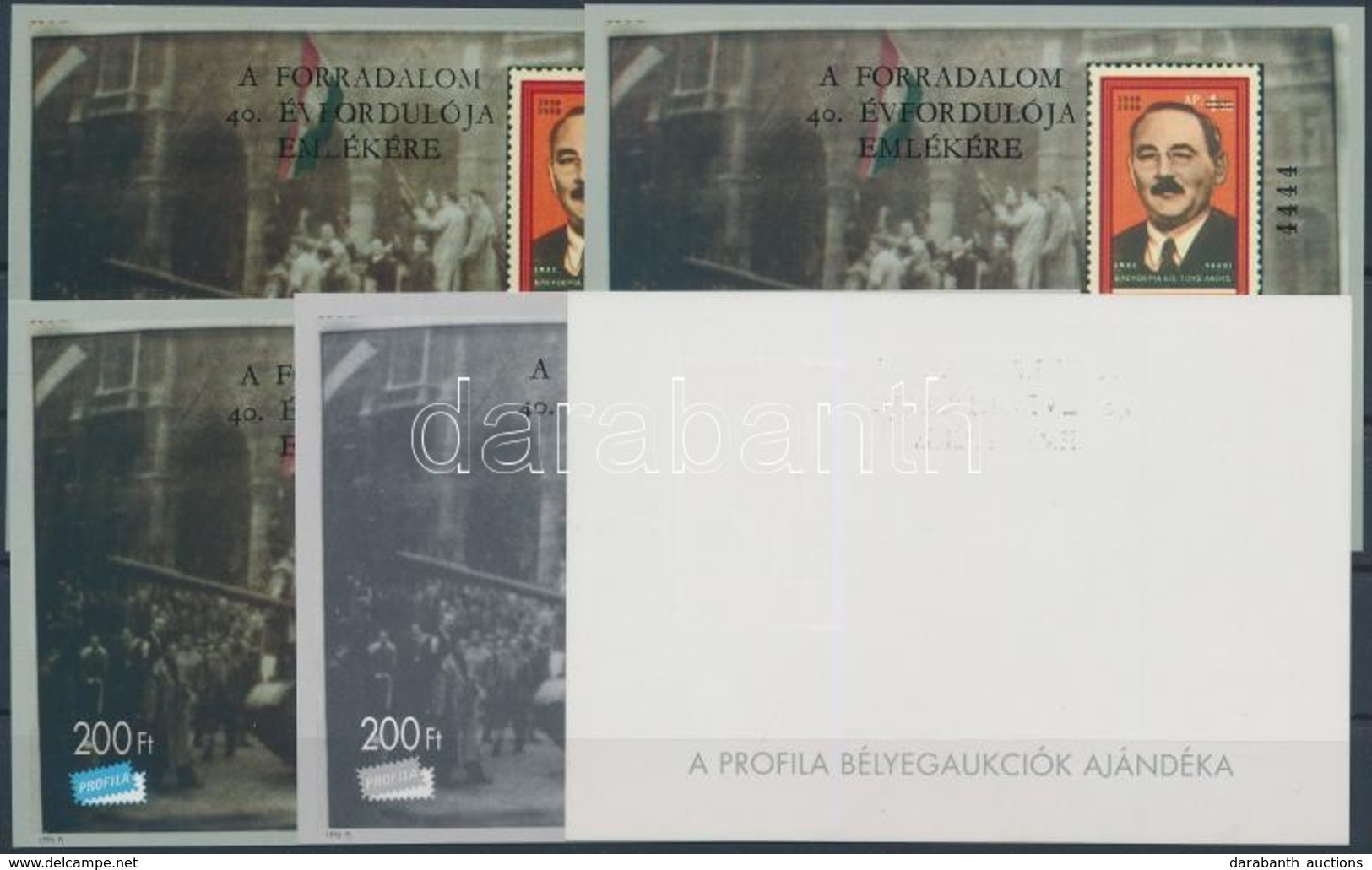 ** 1996/22 A Forradalom 40. évfordulója 5 Db-os Emlékív Garnitúra, Azonos Sorszám Végződéssel (65.000) / Souvenir Sheet  - Sonstige & Ohne Zuordnung