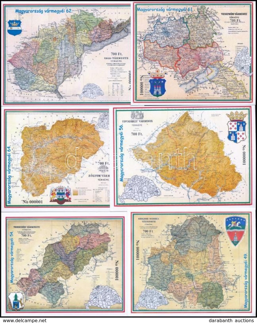 ** 2017-2019 1-64. Valamennyi Magyarország Vármegyéi Emlékív Alap Változat 1-es Sorszámú Példánya, Fekete Sorszámokkal / - Sonstige & Ohne Zuordnung