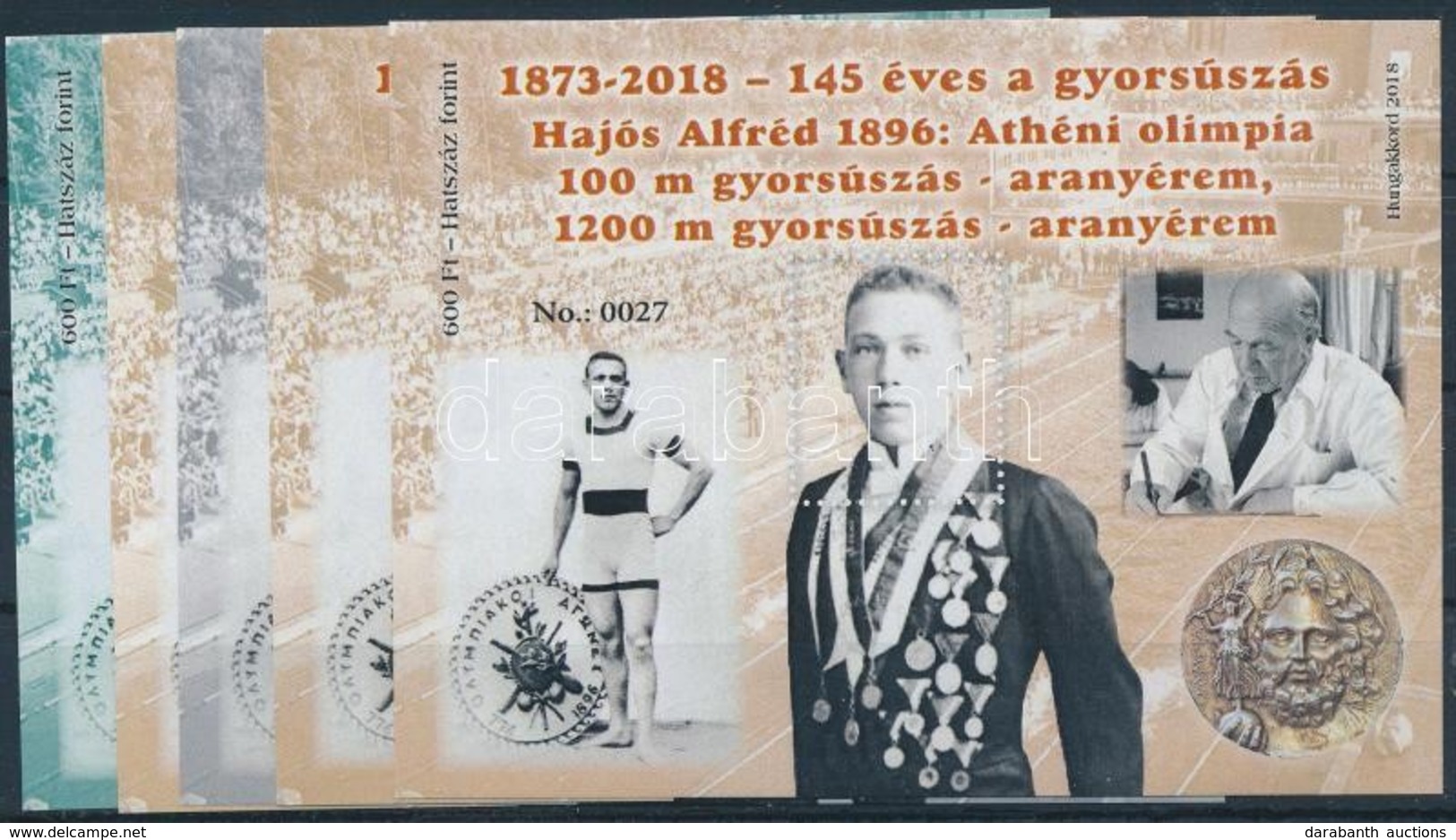 ** 2018 145 éves A Gyorsúszás 5 Db-os Emlékív Garnitúra Azonos Sorszámmal / Souvenir Sheet Collection Of 5 - Otros & Sin Clasificación