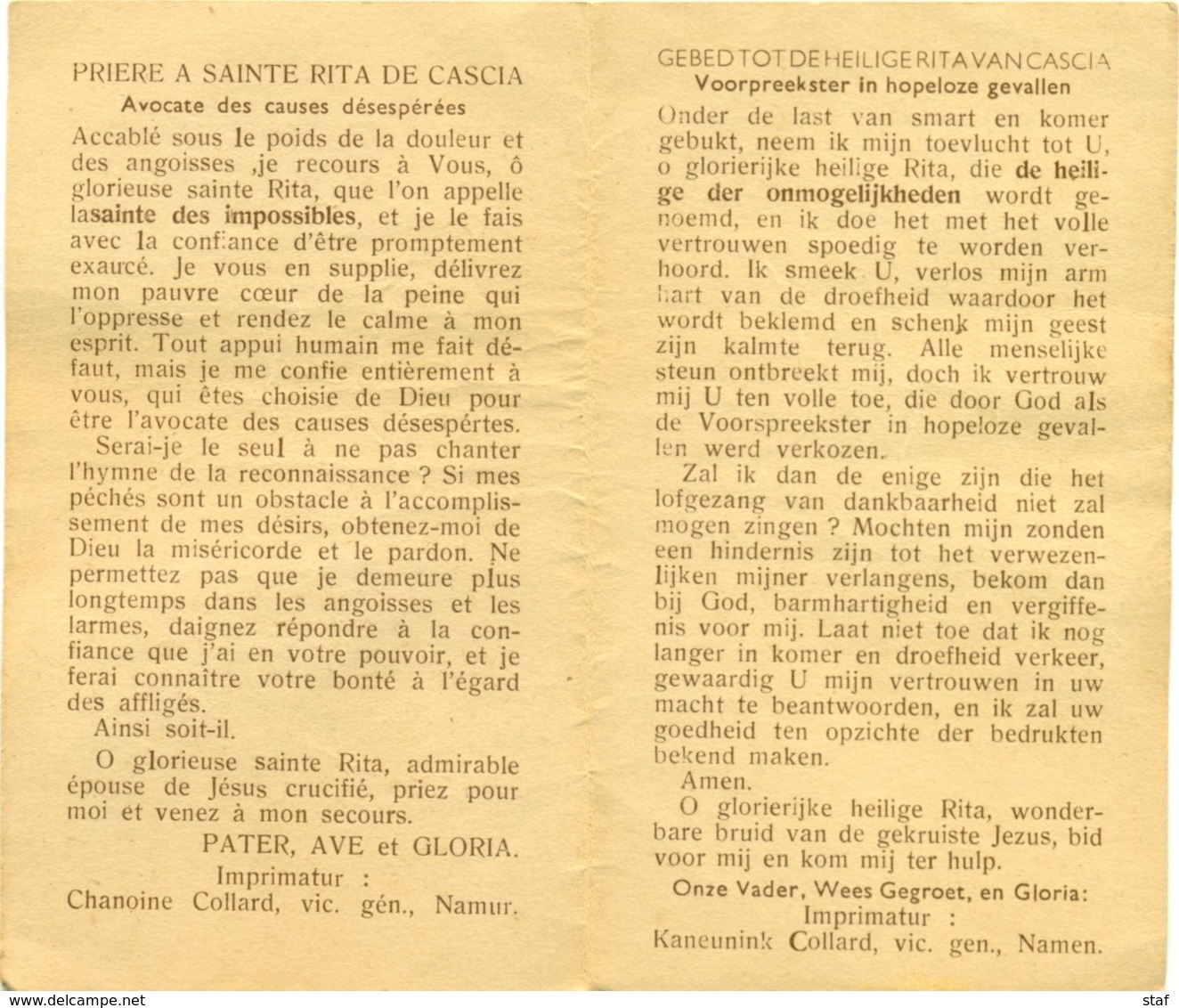 Heilige Rita Van Cascia - Patrones Der Hopeloze Gevallen - Avocate Des Causes Désespérées - Religion & Esotérisme