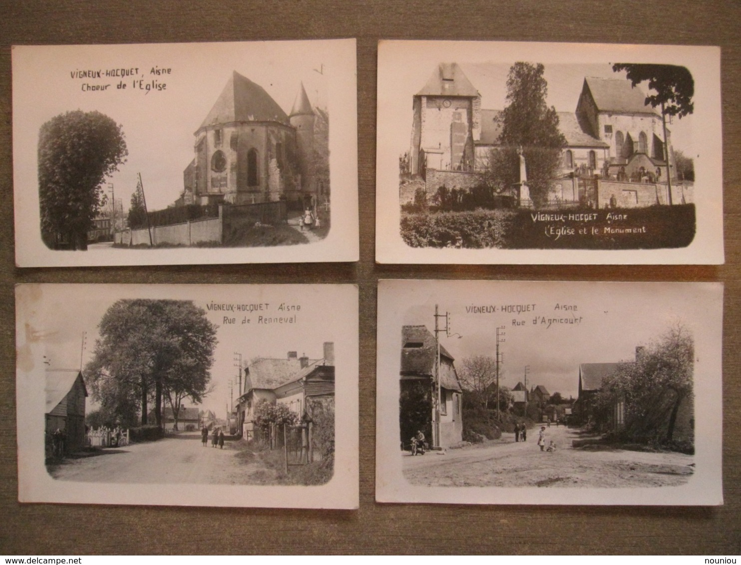 4 Cpa Photos - Vigneux-Hocquet (Vervins - Aisne) - Rue D'Agnicourt église Rue De Renneval - Vervins