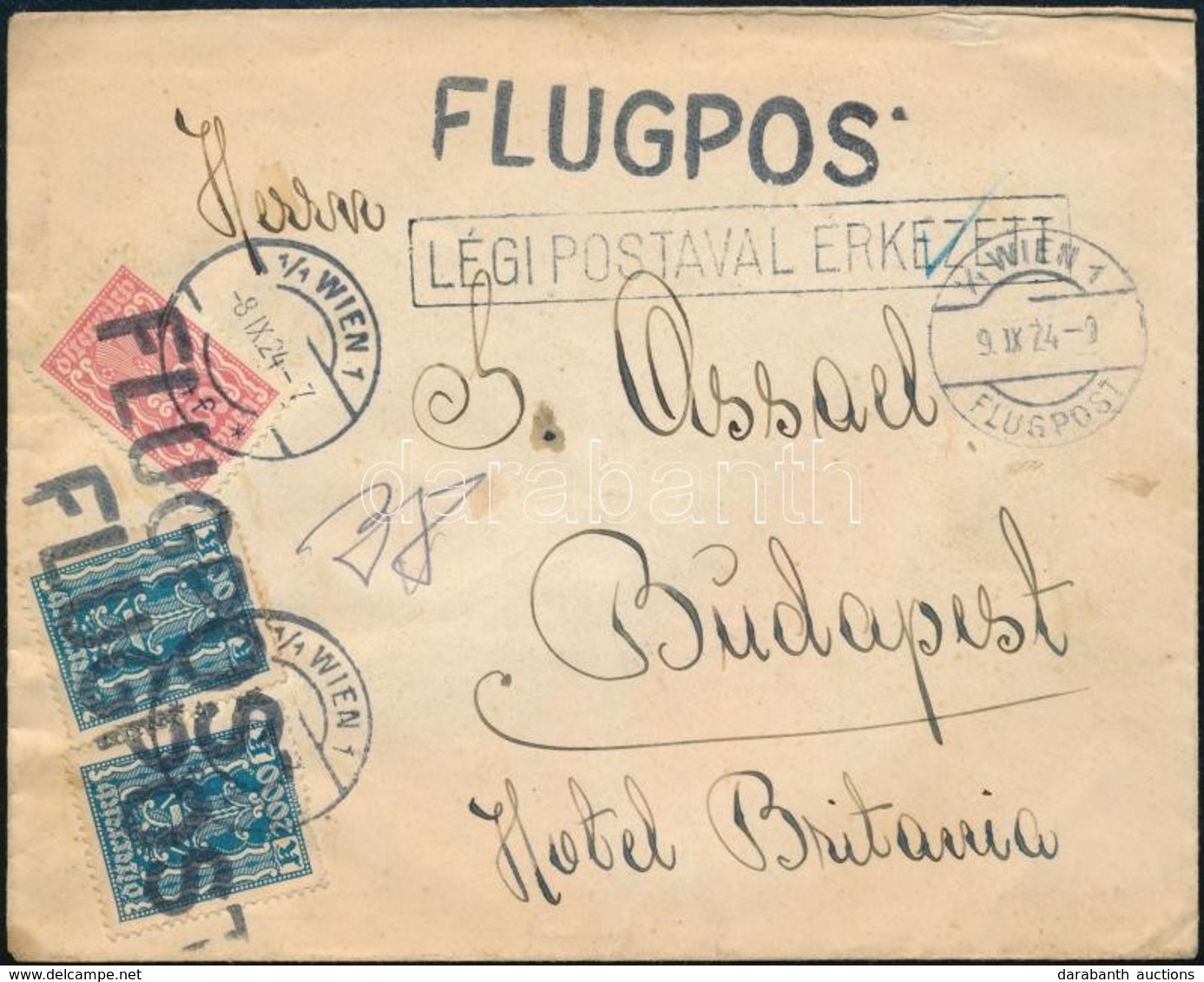 1924 Légi Levél Budapestre / Airmail Cover To Hungary - Sonstige & Ohne Zuordnung