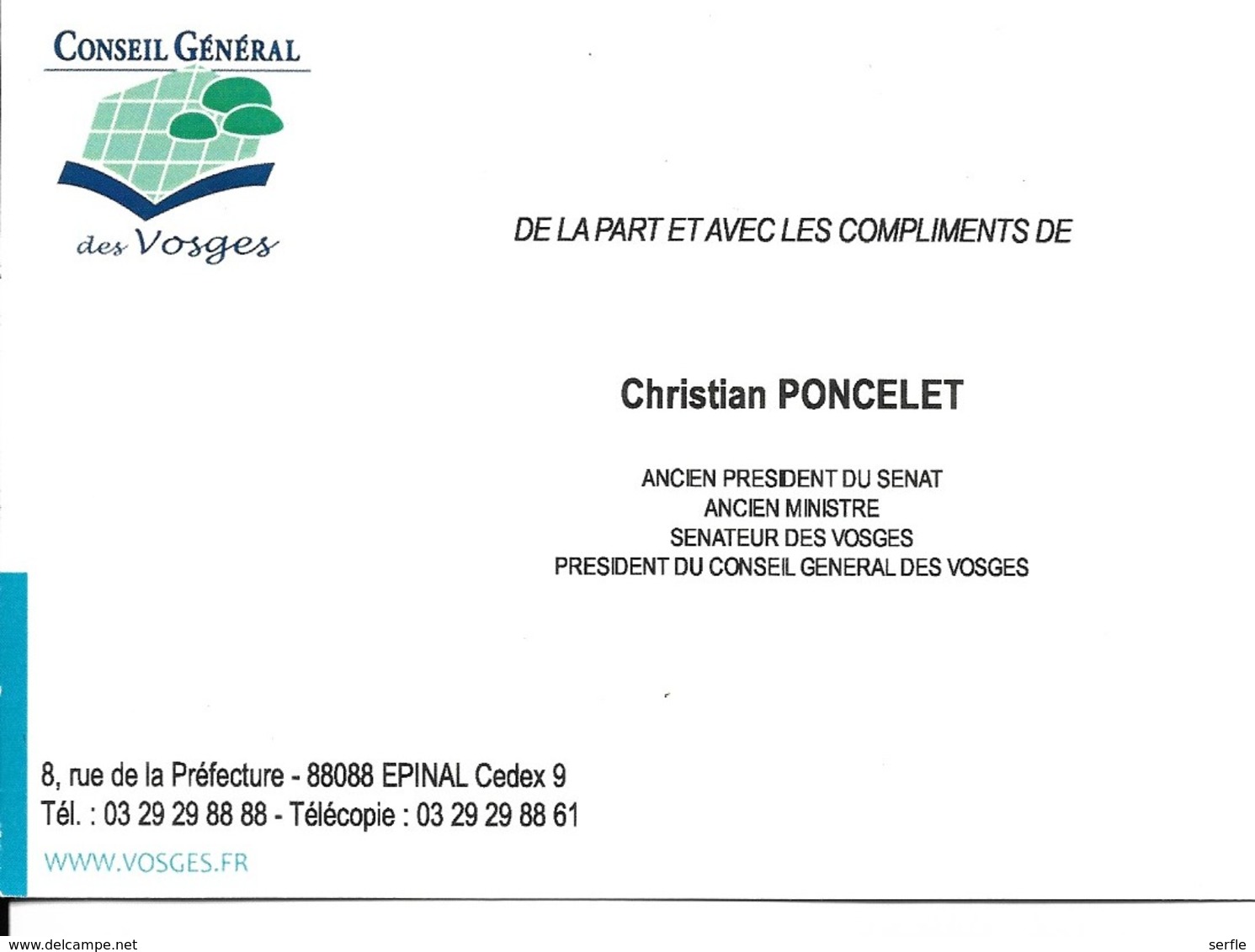 88 - Epinal - Conseil Général Des Vosges - Christian Poncelet, Président - Epinal