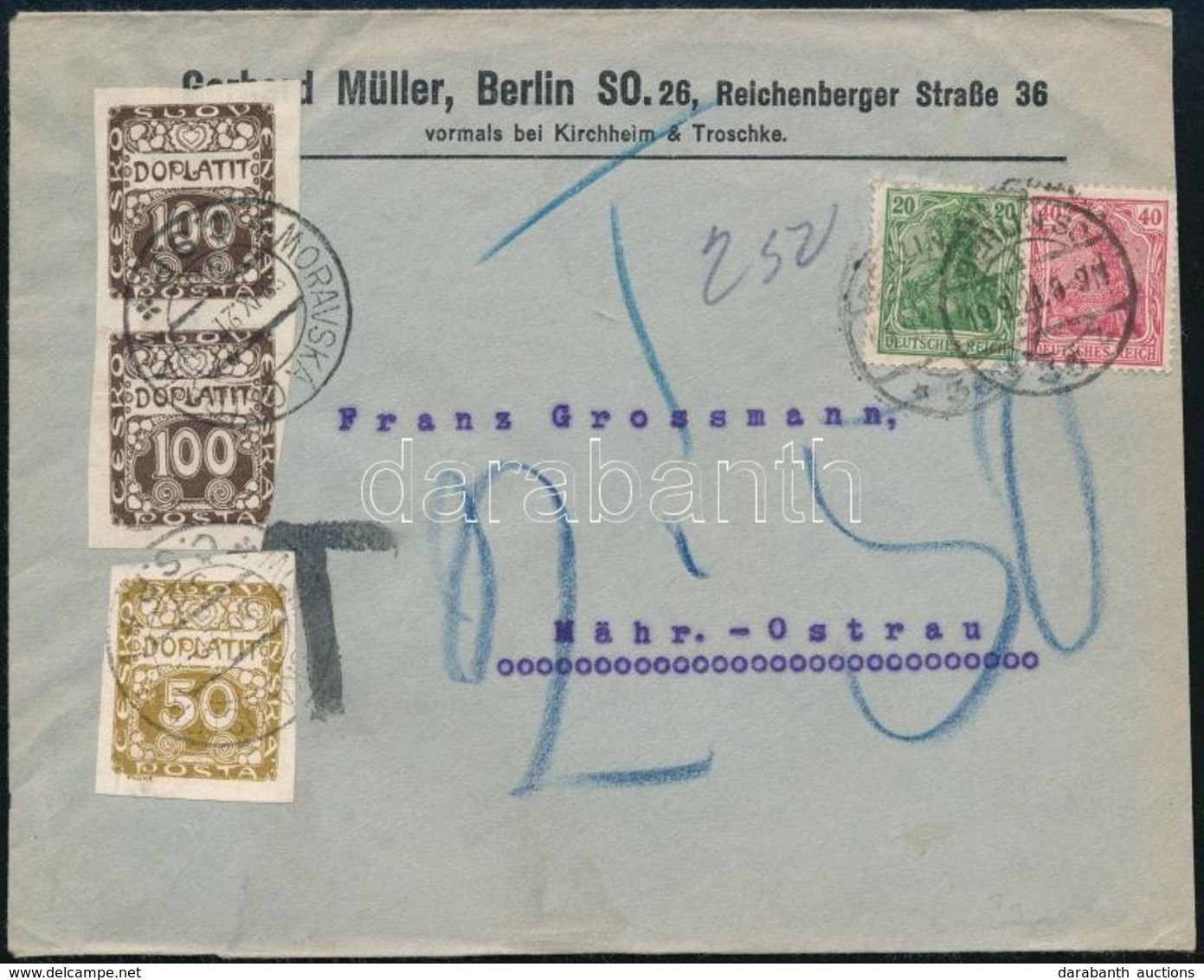 1921 Levél Németországból, Portózva / Cover From Germany,  With Postage Due - Sonstige & Ohne Zuordnung