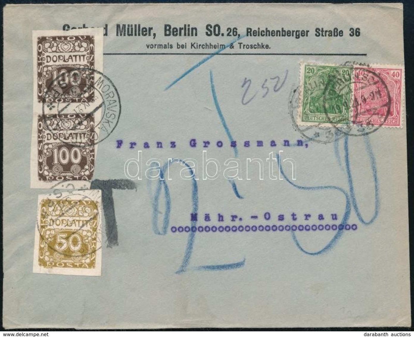 1921 Levél Németországból, Portózva / Cover From Germany,  With Postage Due - Autres & Non Classés