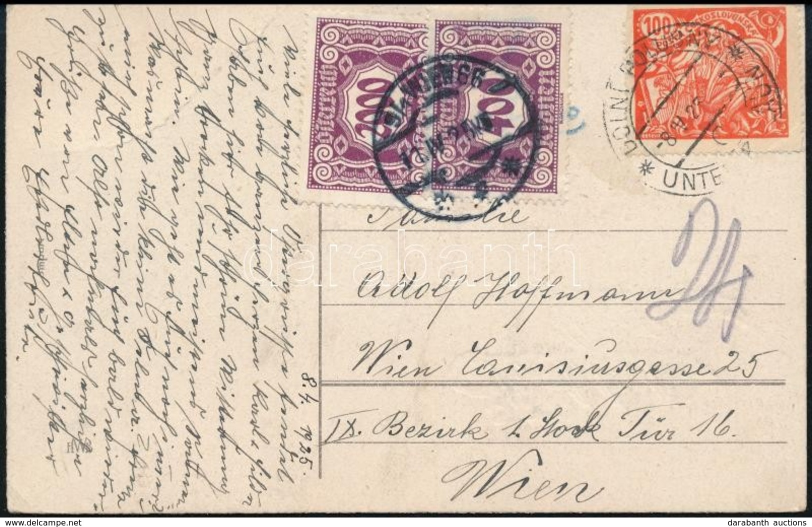 1925 Képeslap Bécsbe, Portózva / Postcard To Austria,  With Postage Due - Autres & Non Classés