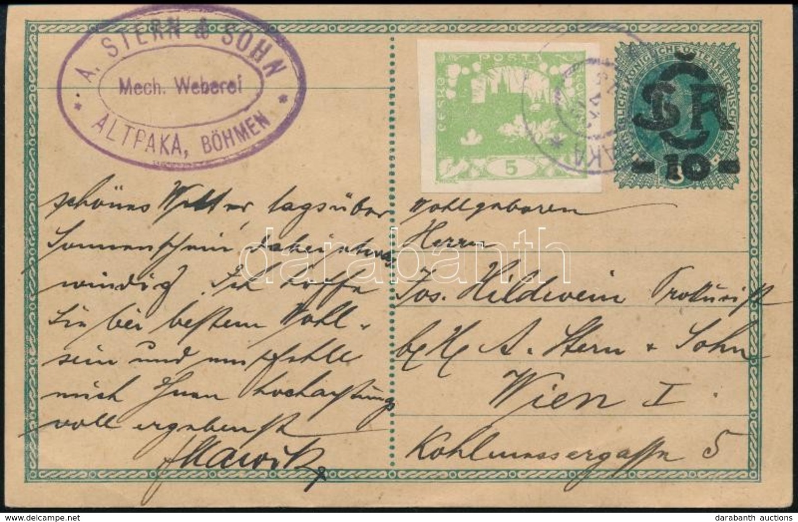 1919 Díjkiegészített Díjjegyes Levelezőlap / PS-card With Additional Franking - Otros & Sin Clasificación