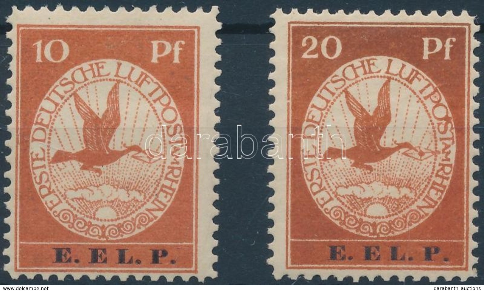 * 1912 Légiposta 2 Klf érték Alig Látható Falcnyommal! / Airmail  Mi V-VI Almost Invisible Hinge Remainder (**Mi EUR 265 - Autres & Non Classés