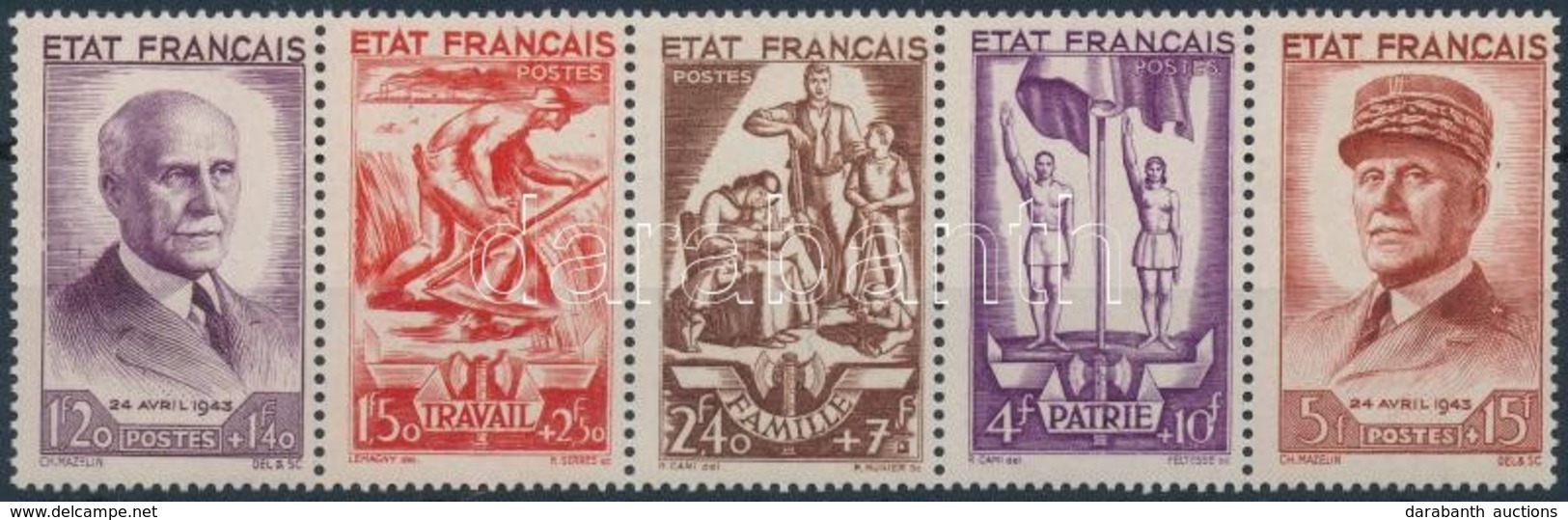 ** 1943 Marschall Pétain ötöcsík Mi 589-593 - Autres & Non Classés