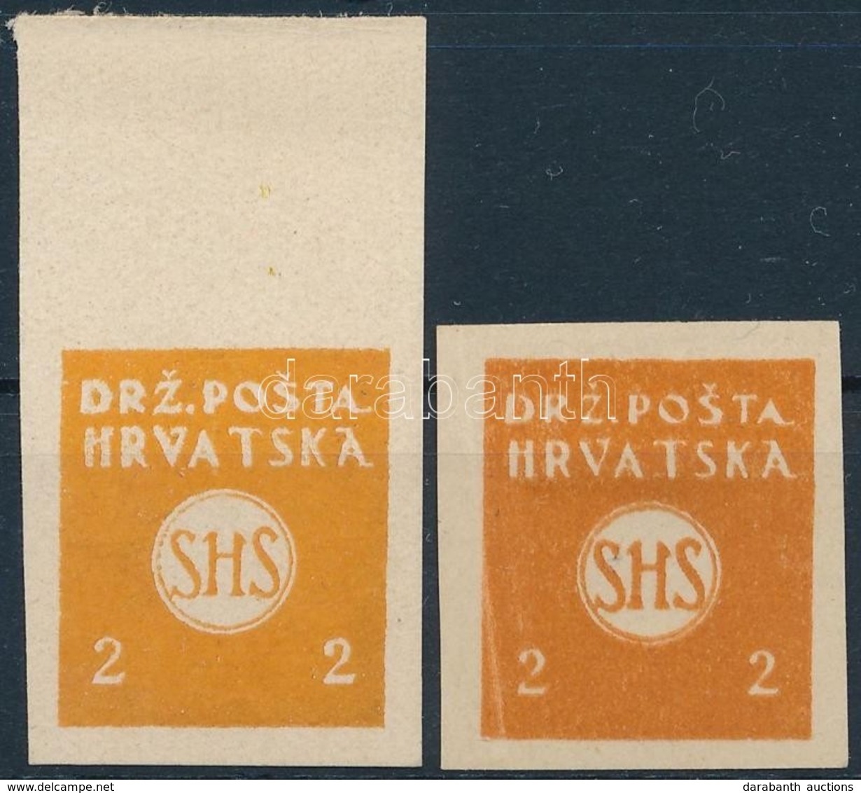 (*) 1919 Mi 98 2 Db, Világosabb és Sötétebb Színárnyalatú Fogazatlan Próbanyomat Vízjel Nélküli Kartonszerű Papíron / 2  - Autres & Non Classés