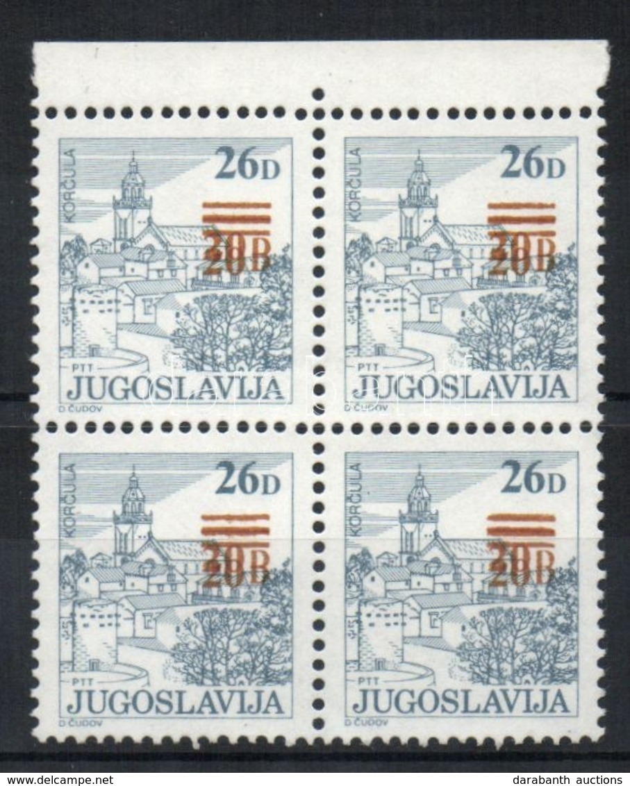 ** 1985 Mi 2142C ívszéli Négyestömb Kettős Felülnyomással / Block Of 4 With Double Overprint. Certificate: Velickovic - Autres & Non Classés