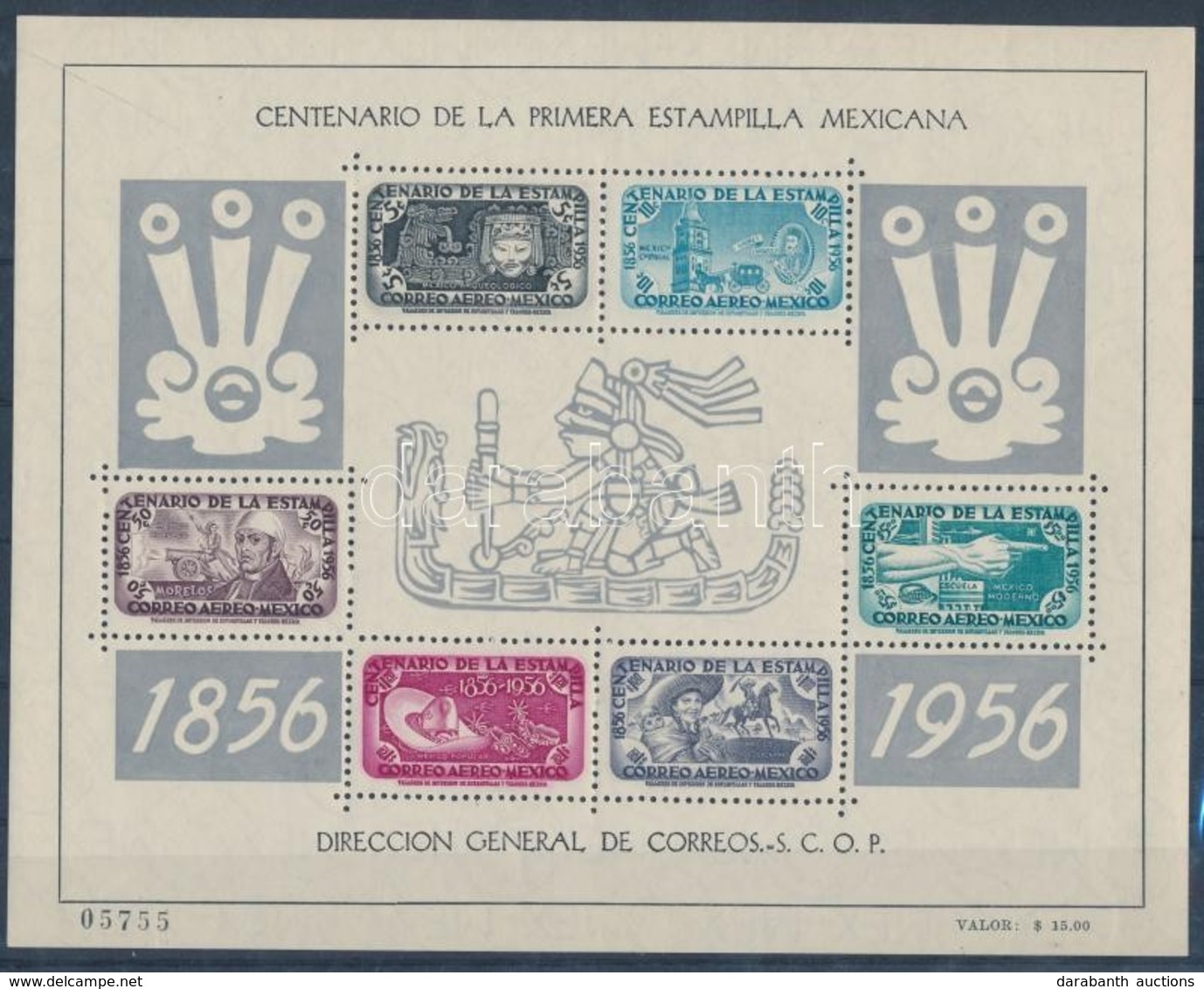 ** 1956 100 éves A Mexikói Bélyeg Fogazott + Vágott Blokk Mi 1-2 - Other & Unclassified