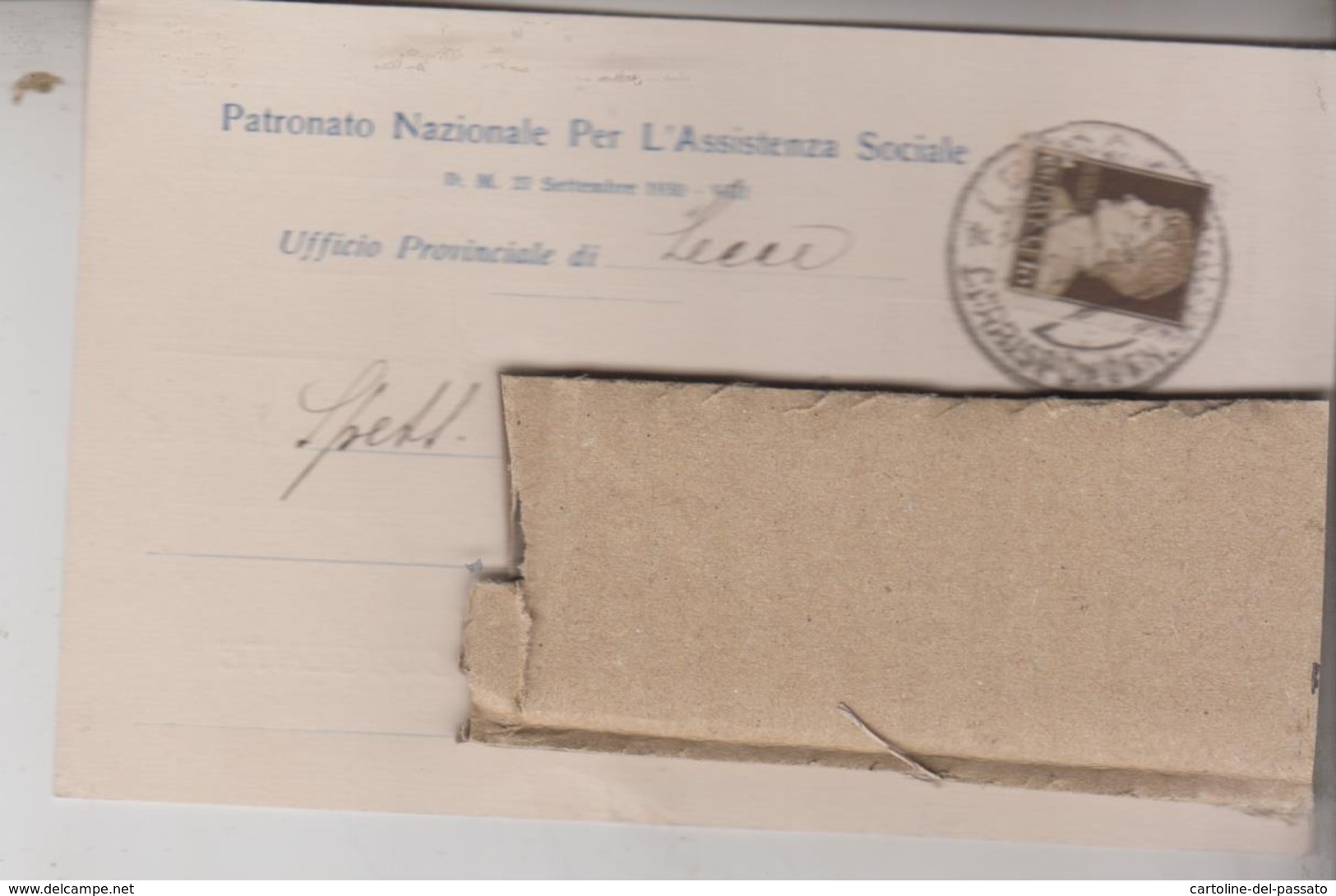 STORIA POSTALE  1934 LECCE PATRONATO NAZIONALE PER L'ASSISTENZA SOCIALE - Storia Postale