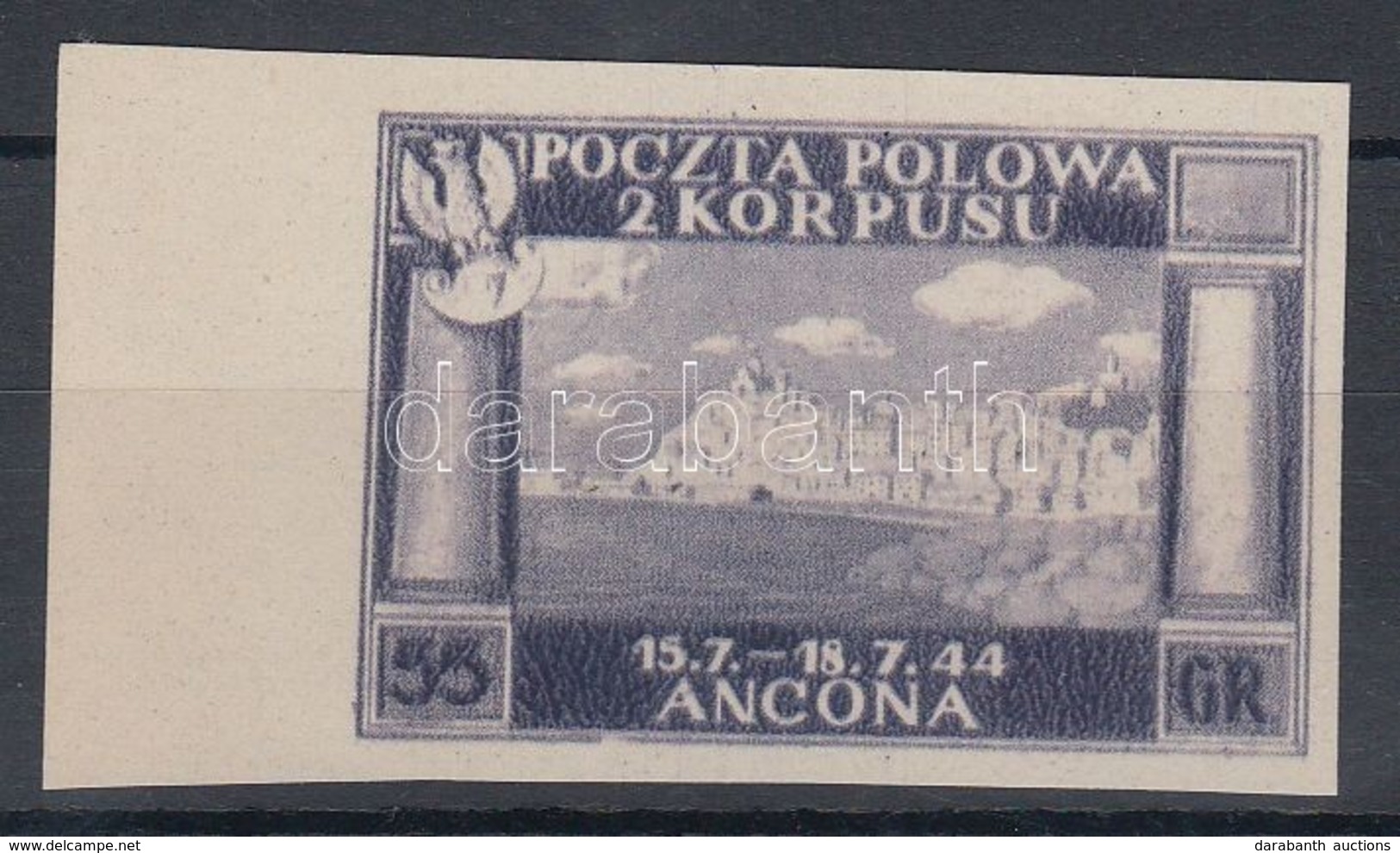 (*) Lengyel Hadtest / Polish Corps 1946 55gr Színtévnyomat Kék  Helyett Ibolya Színben, ívszéli Vágott / Colour Error, V - Other & Unclassified