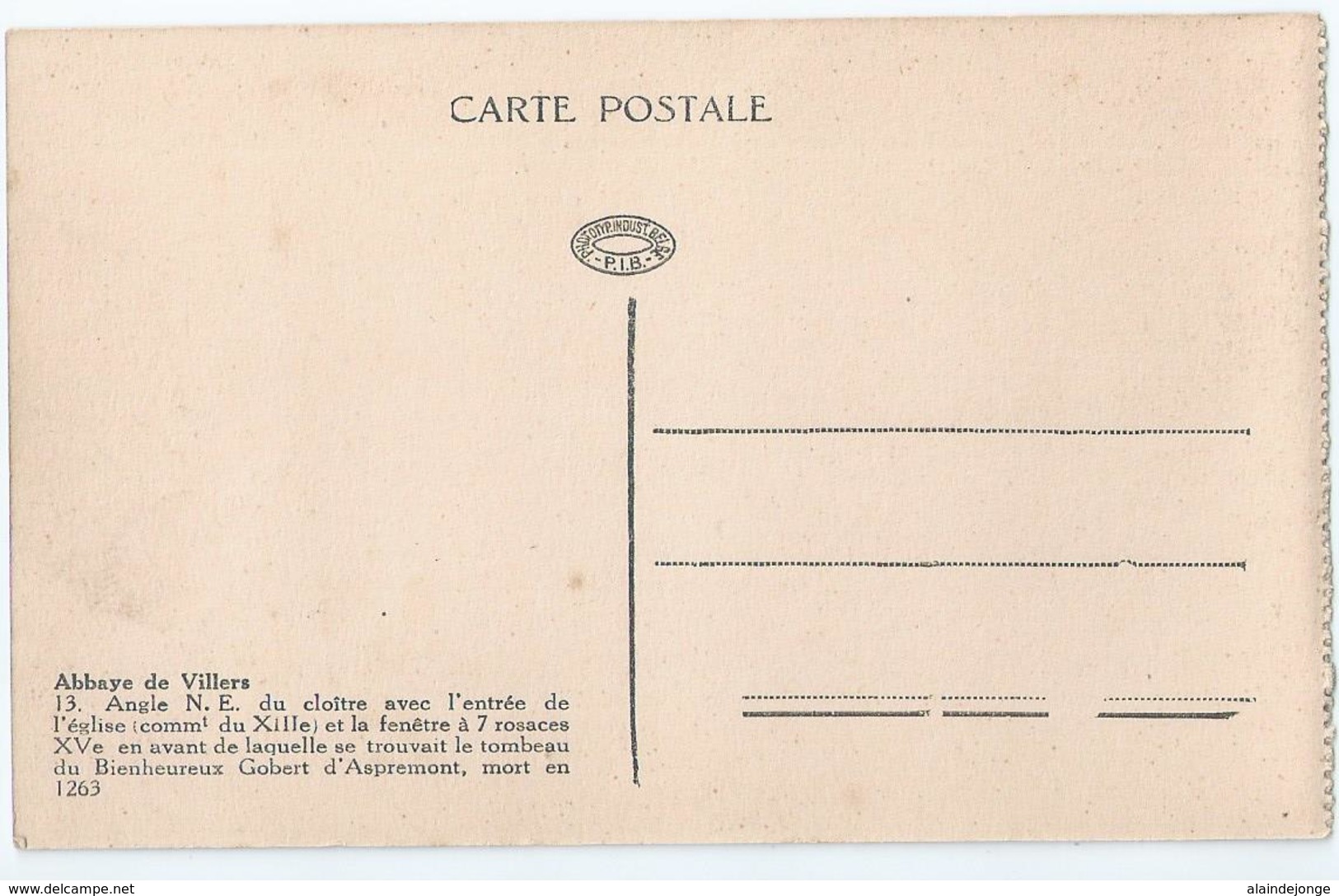 Abbaye De Villers - P.I.B. No 13 - Villers-la-Ville