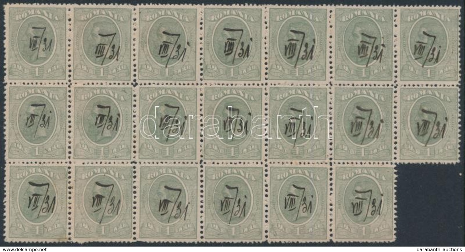 O 1918 Mi 246 20-as Tömb Kézírásos érvénytelenítéssel / Block Of 20 With Handwritten Date - Sonstige & Ohne Zuordnung