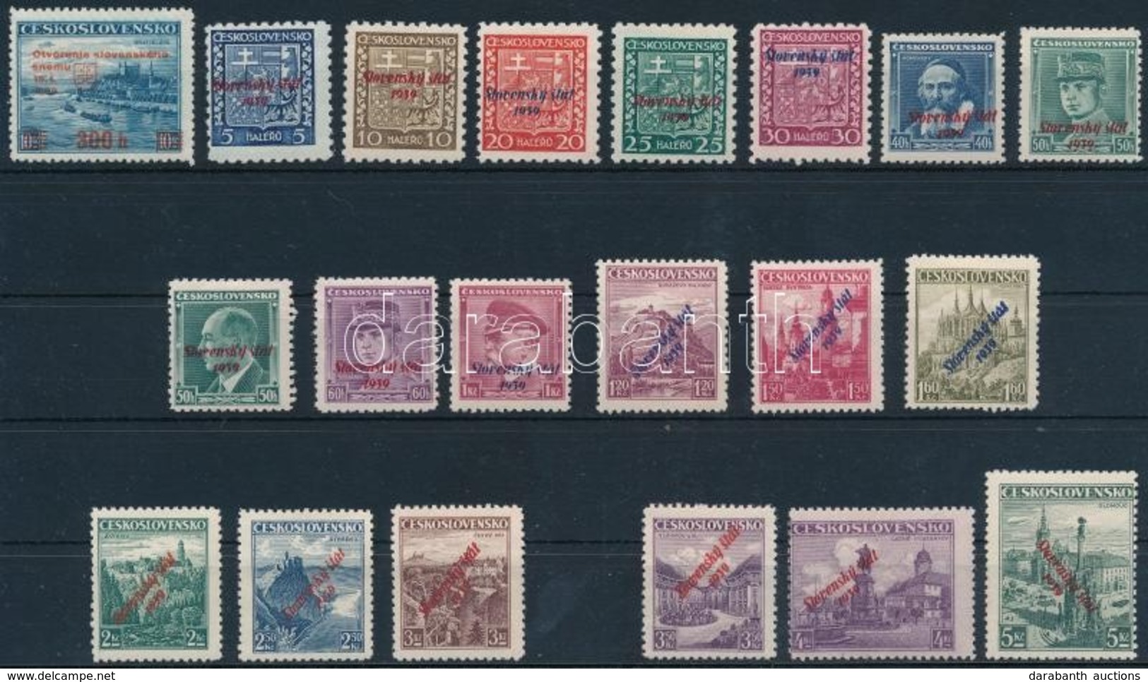 * 1939 20 Klf Felülnyomott érték, Ebből 3 Db Nagy érték Vizsgálójellel / 20 Different Stamps With Overprint, 3 Stamps Wi - Autres & Non Classés