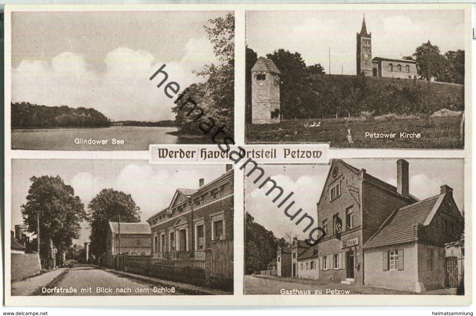 Werder - Ortsteil Petzow 40er Jahre - Dorfstraße Mit Blick Nach Dem Schloss - Petzow Kirche - Gasthaus Zu Petzow - Werder