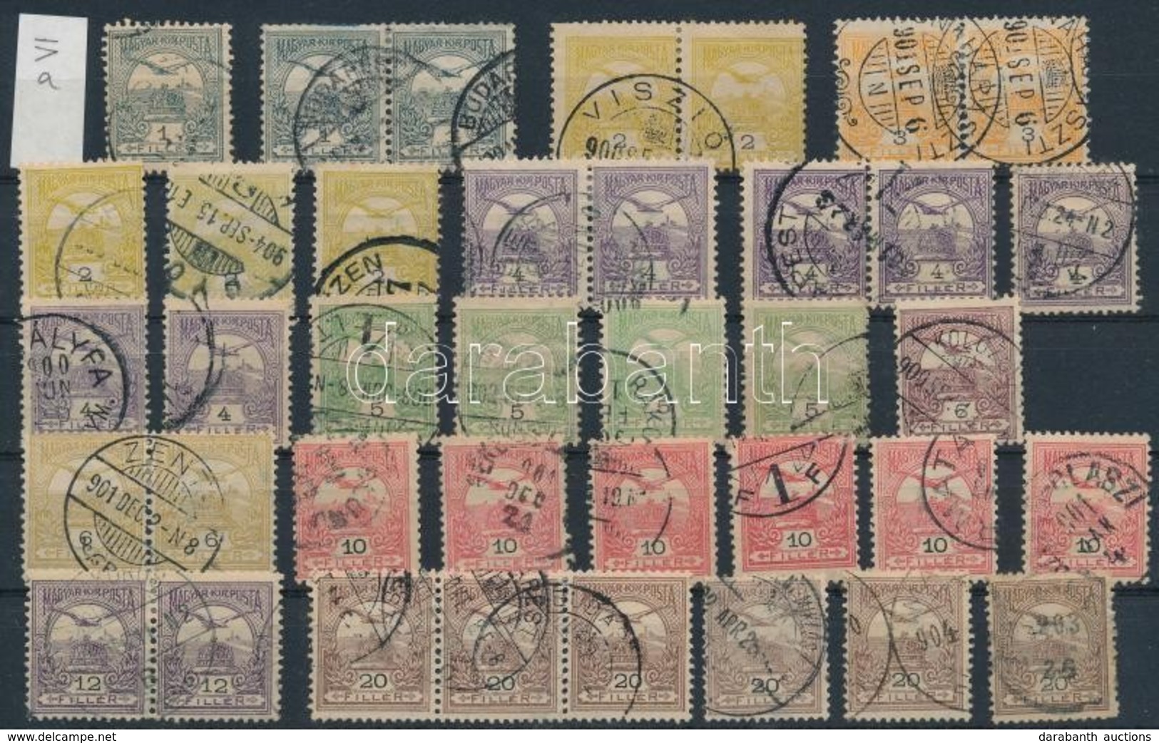 O 1900 50 Db Számvízjeles Turul Bélyeg Ill. összefüggés 3 Berakólapon / 50 Turul Stamps Or Units With IV In Watermark On - Sonstige & Ohne Zuordnung