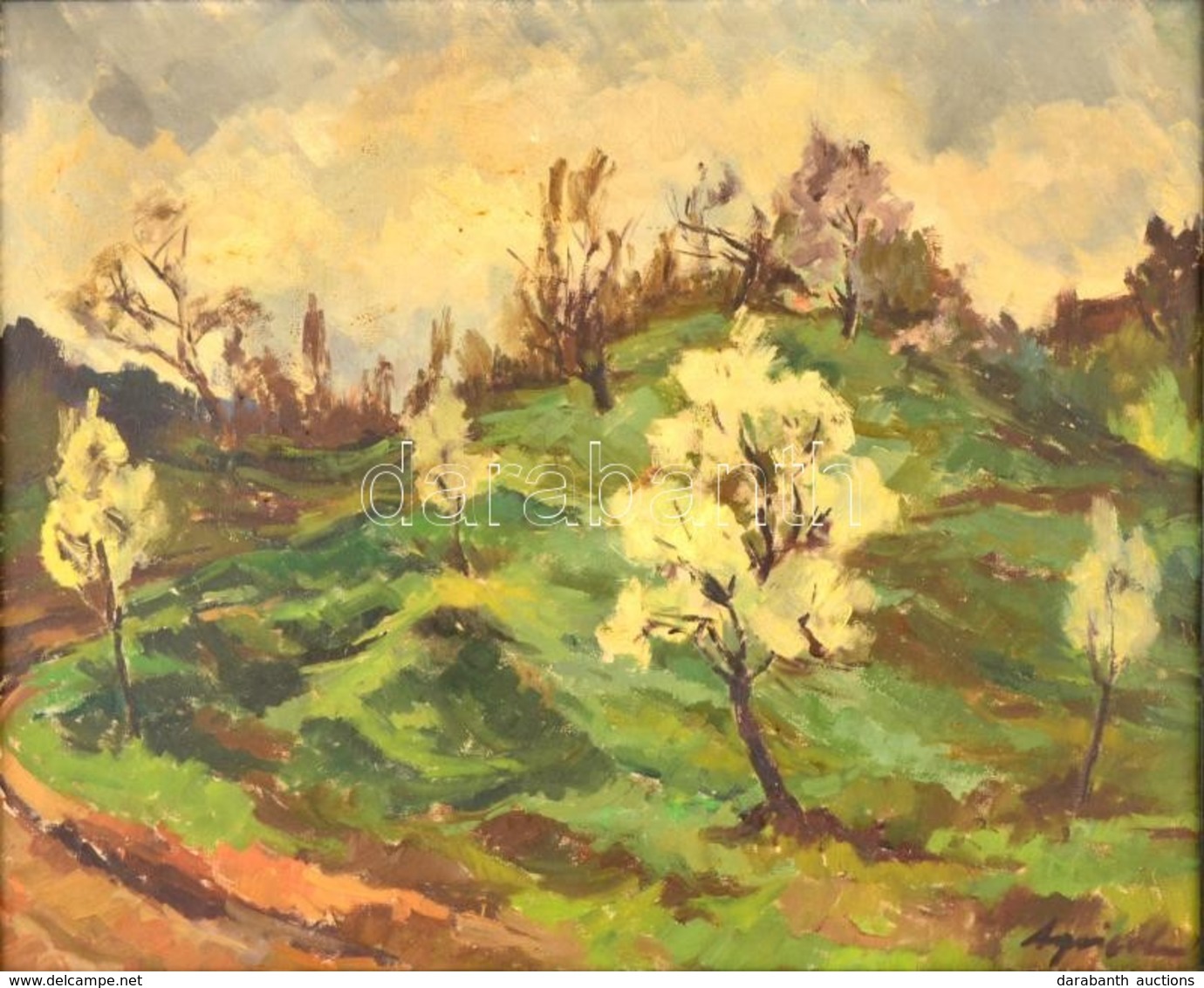 Agricola Lídia (1914-1994): Tavasz A Virághegyen. Olaj, Vászon, Jelzett, Keretben, 65×80 Cm - Autres & Non Classés