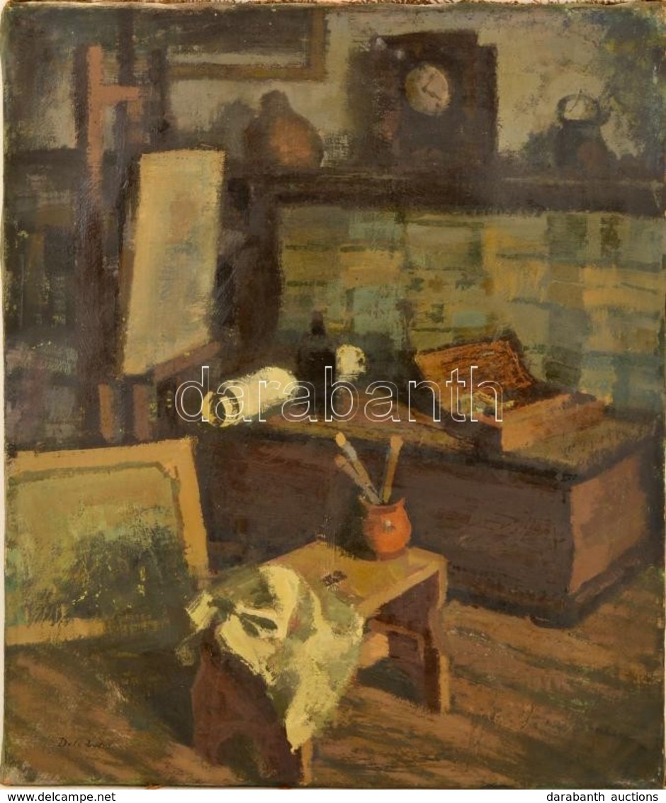 Deli Antal (1886-1960): Műterem. Olaj, Vászon, Jelzett, 67×55 Cm - Altri & Non Classificati