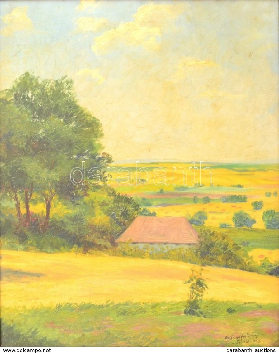 Györgyfy György (1896-1981): Sóskút 1929. Olaj, Vászon, Jelzett, üvegezett Keretben, 50×40 Cm - Autres & Non Classés