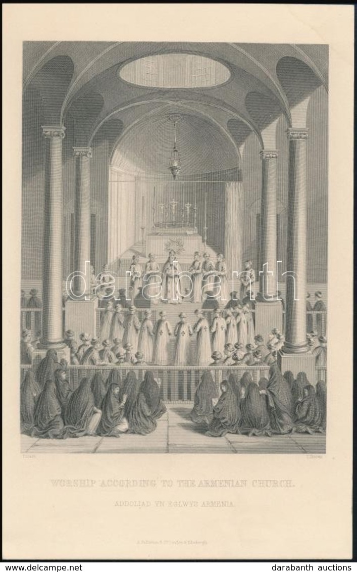 1860 Worship Acording To The Armenian Church, Engraved By T. Brown, Published By A. Fullarton & Co. - örmény Egyházi Sze - Stiche & Gravuren