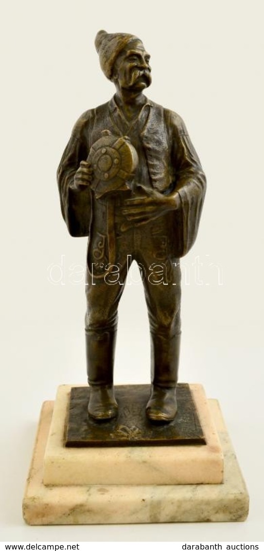 1926 Zászlós István (1895-1976): Ivó Parasztember. Bronz, Jelzett, Márvány Talapzaton, M: 29,5 Cm - Autres & Non Classés