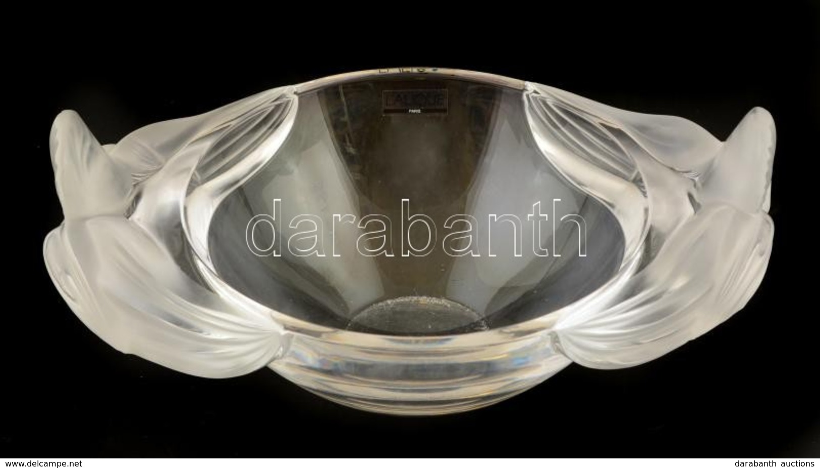 Lalique 'Loriol' Tál, Formába öntött, Csiszolt és Maratott Kristályüveg, Jelzett (Lalique France), XX. Század Második Fe - Verre & Cristal