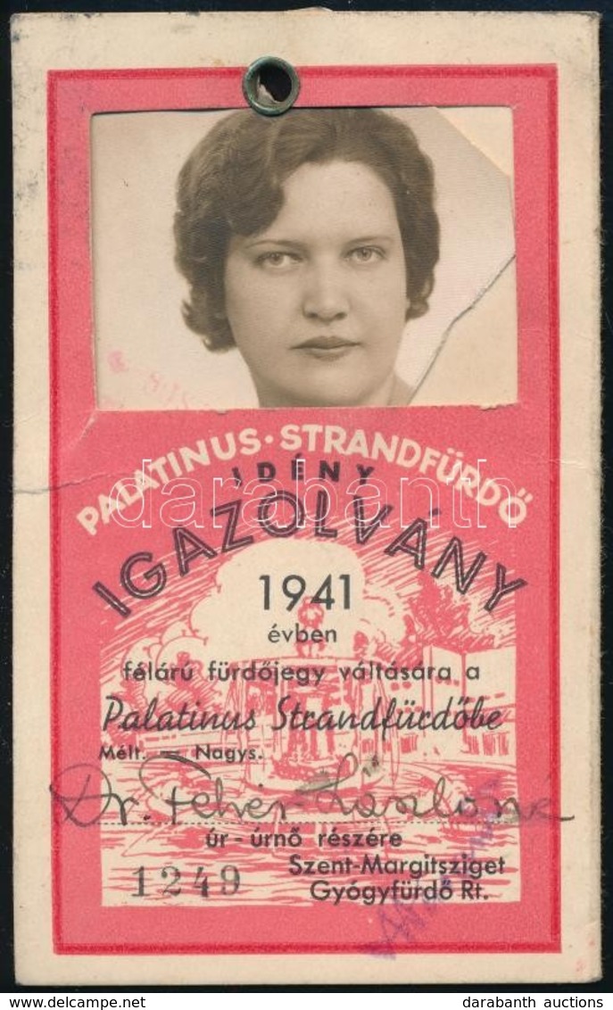 1941 Fényképes Idényigazolvány A Palatinus Strandfürdőbe - Non Classés