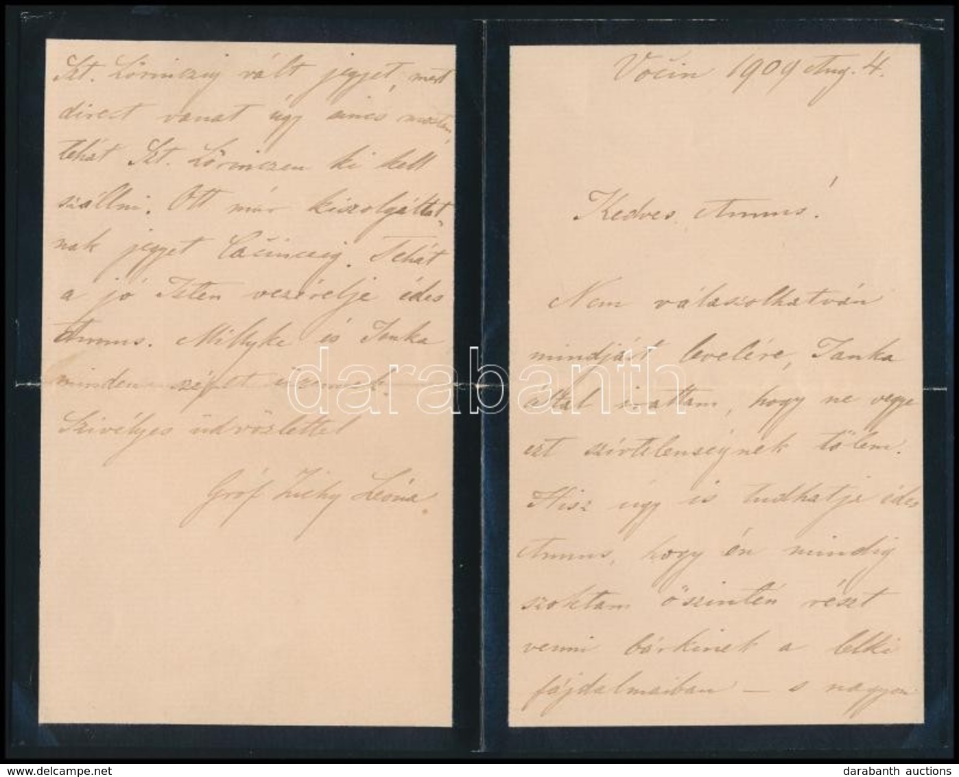 1909 Zichy Leóna (1857-1914) Kézzel írott Levele Lehoczky Anna (?-?) Remington írógép-iskolai Tanítónőnek Személyes ügye - Ohne Zuordnung